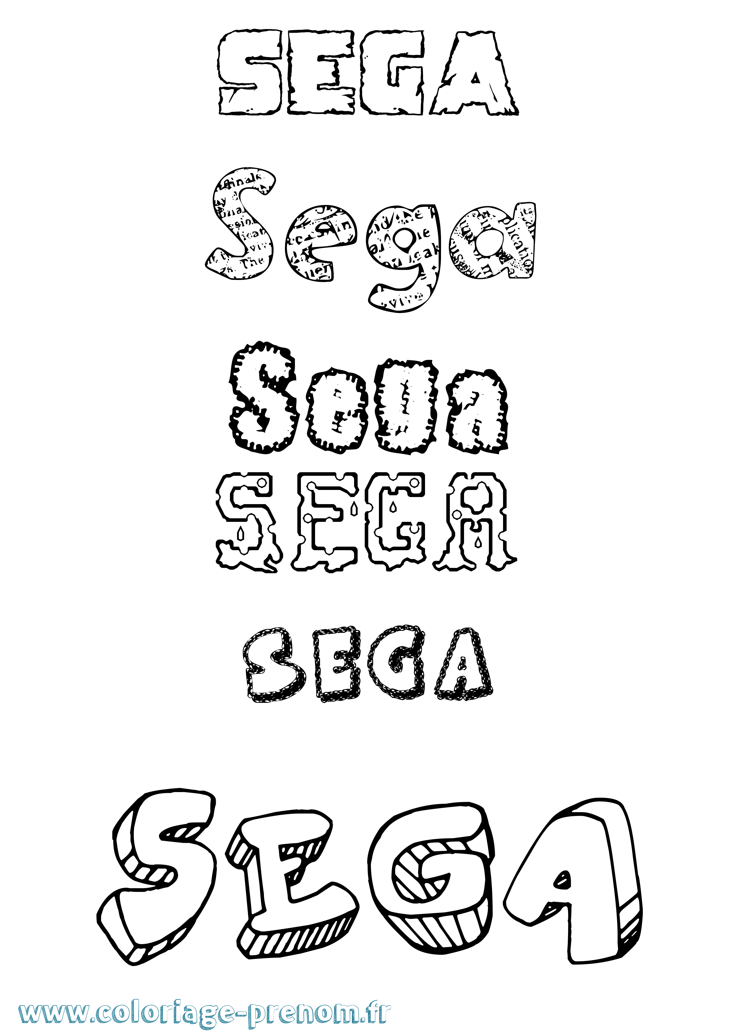 Coloriage Sega Destructuré Coloriage prénom Sega Destructuré