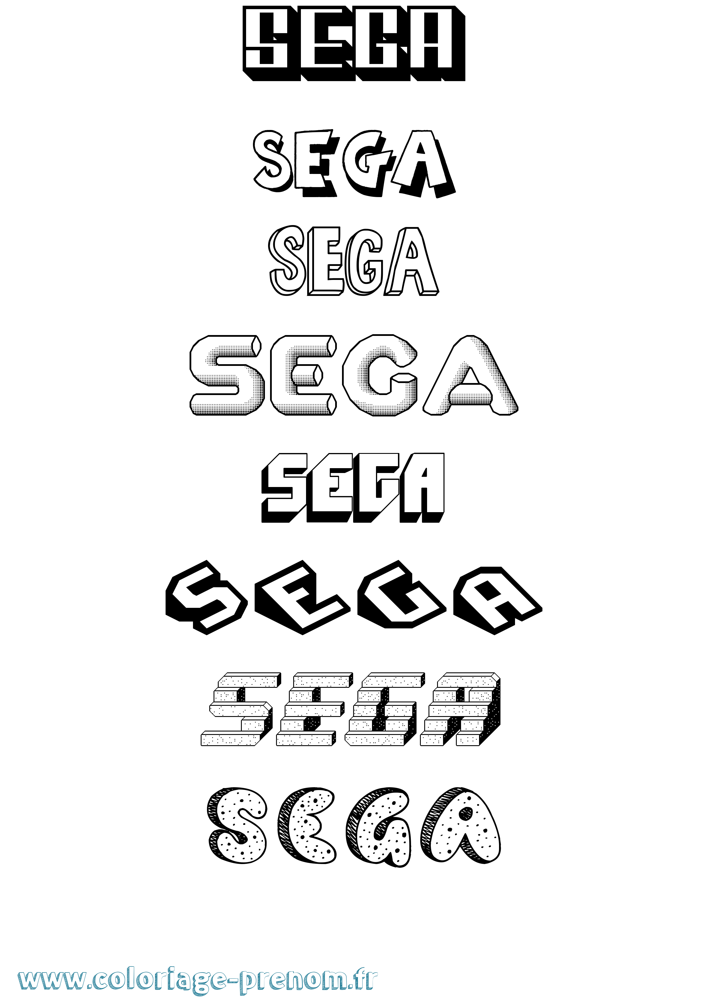 Coloriage Sega Effet 3D Coloriage prénom Sega Effet 3D