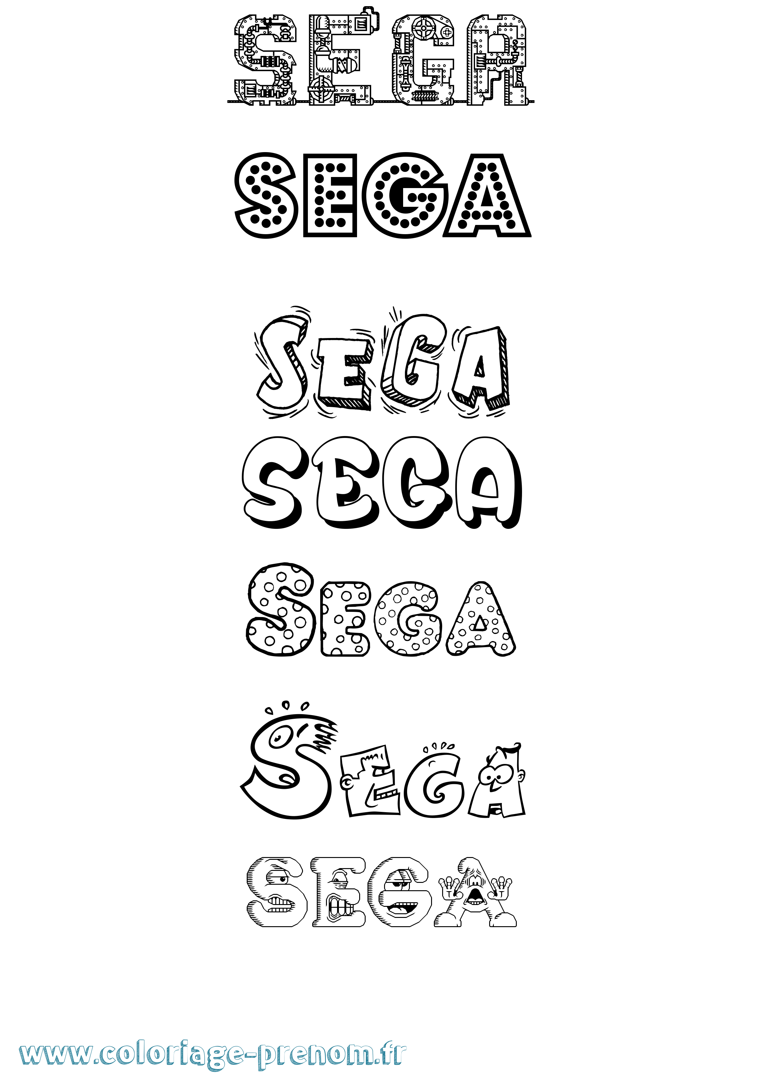 Coloriage Sega Fun Coloriage prénom Sega Fun