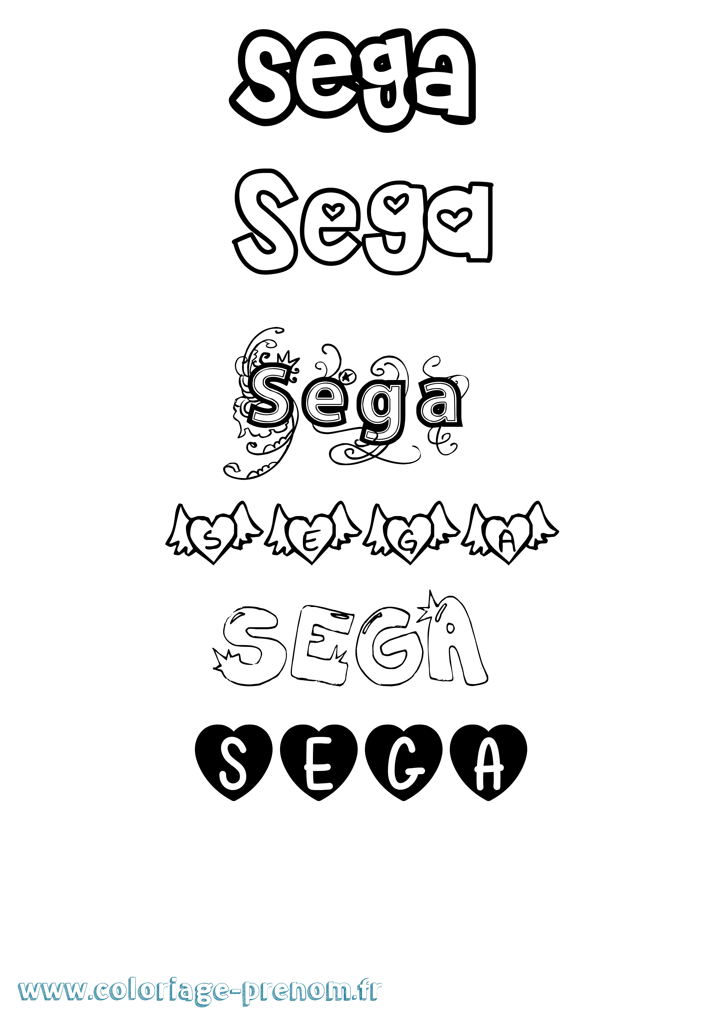Coloriage Sega Girly Coloriage prénom Sega Girly