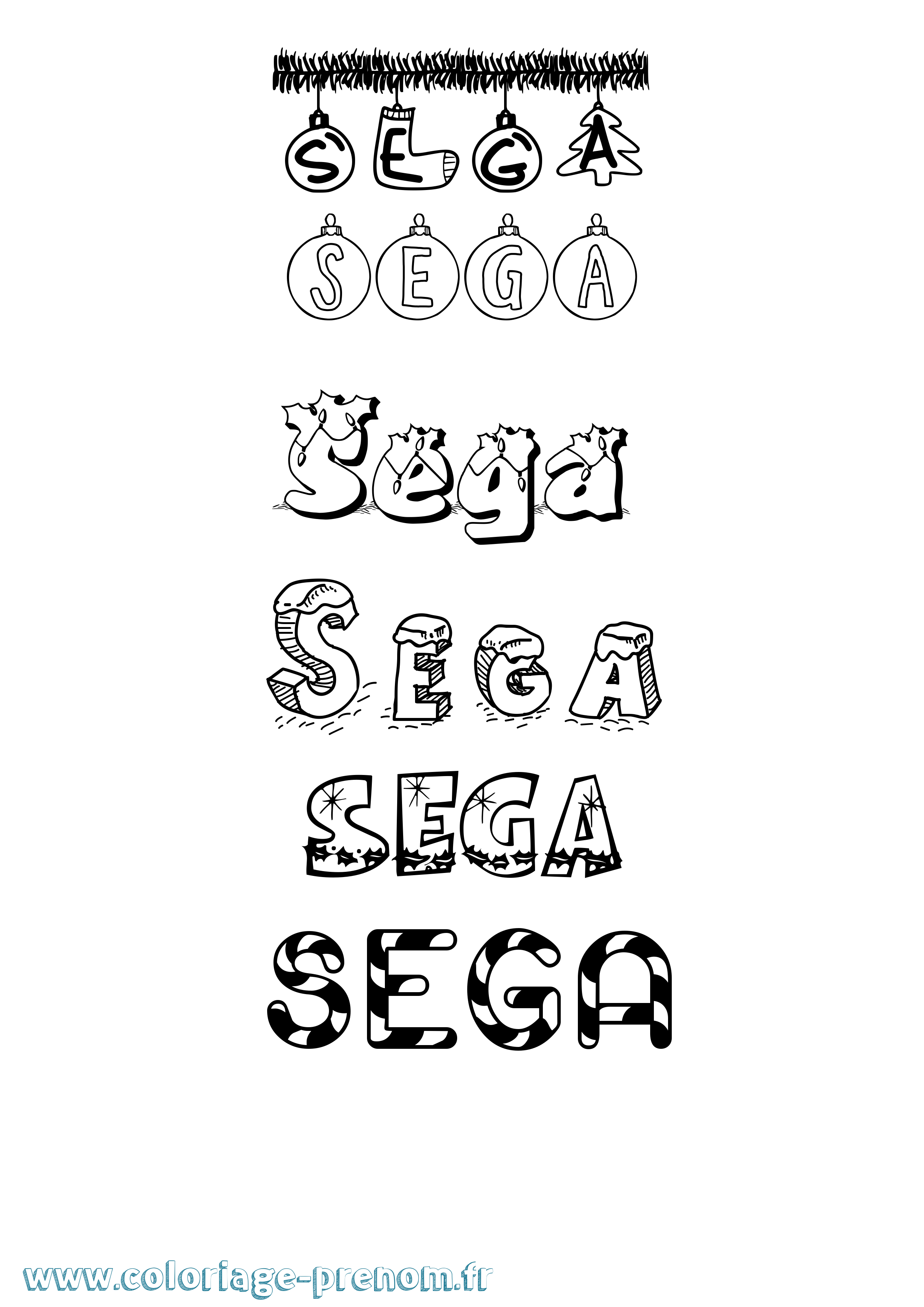 Coloriage Sega Noël Coloriage prénom Sega Noël