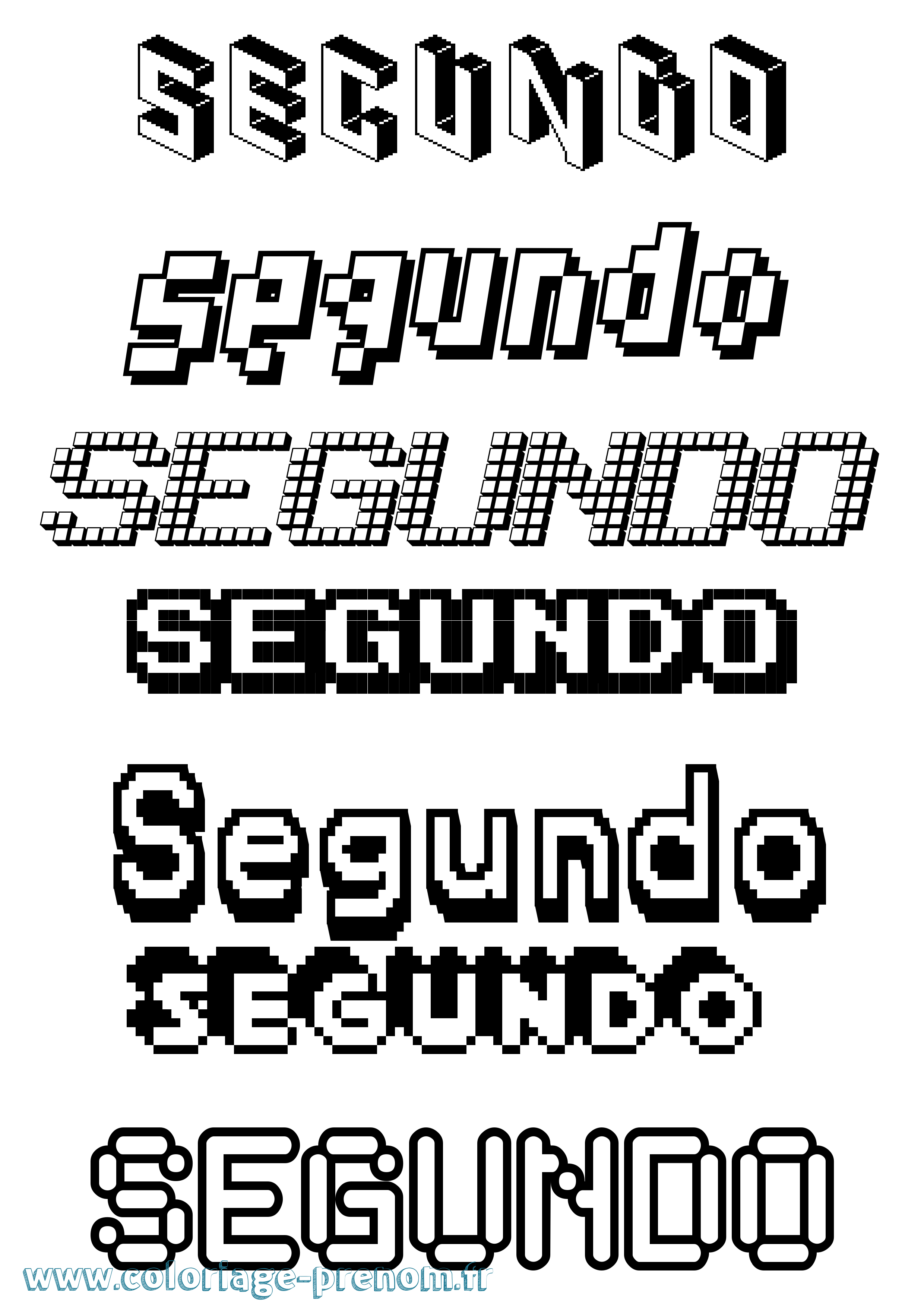 Coloriage Segundo Pixel Coloriage prénom Segundo Pixel