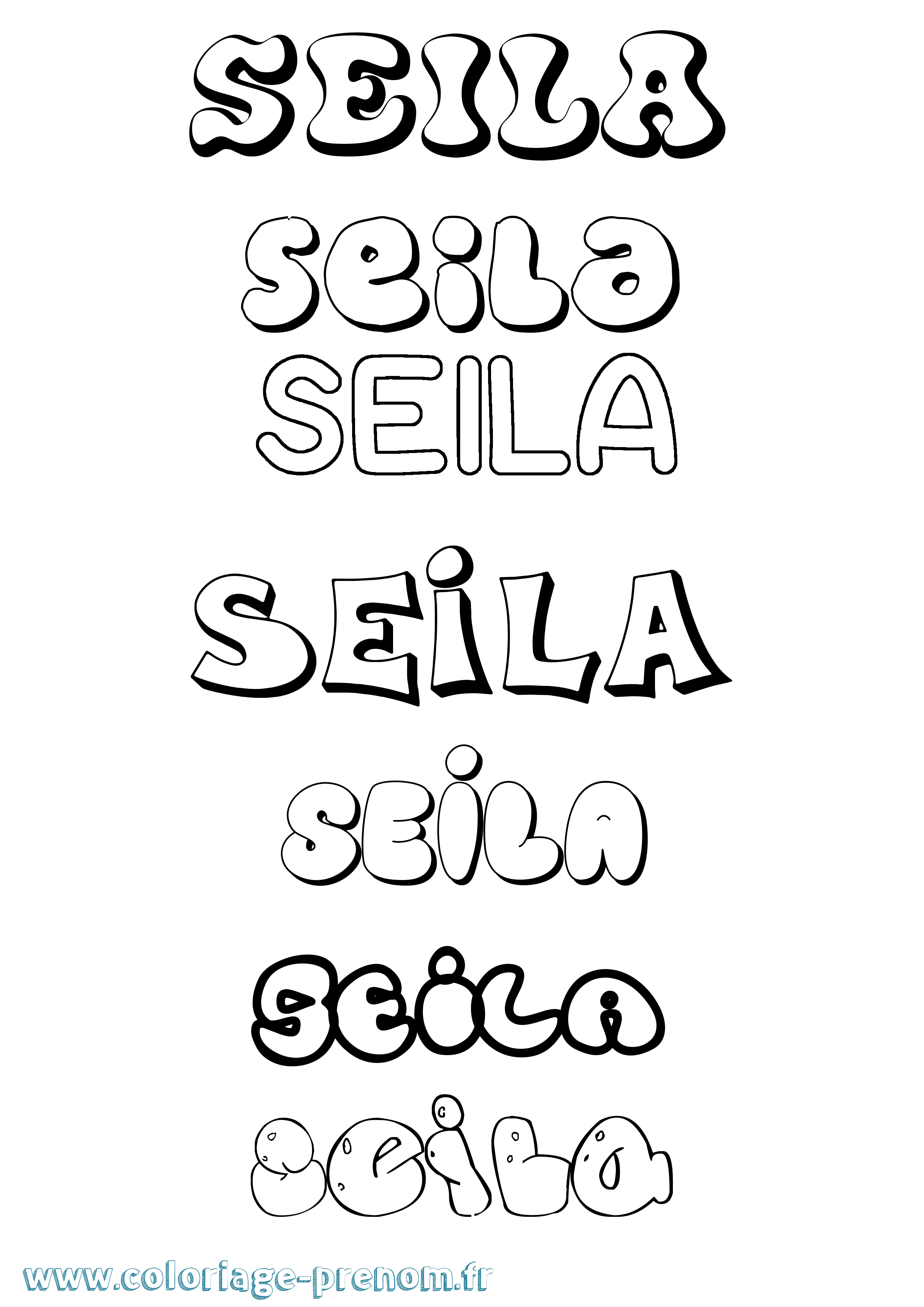 Coloriage Seila Bubble Coloriage prénom Seila Bubble