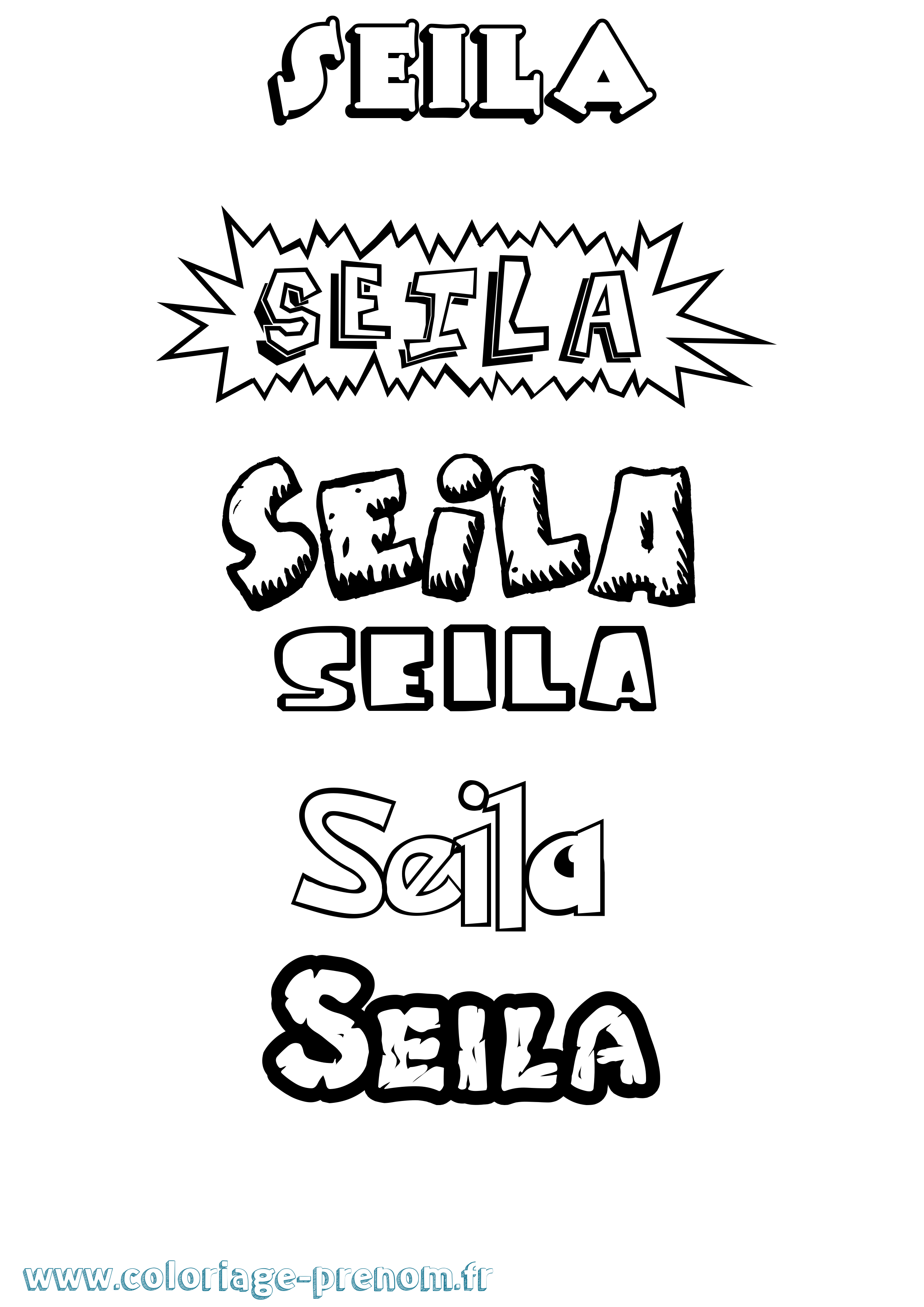 Coloriage Seila Dessin Animé Coloriage prénom Seila Dessin Animé