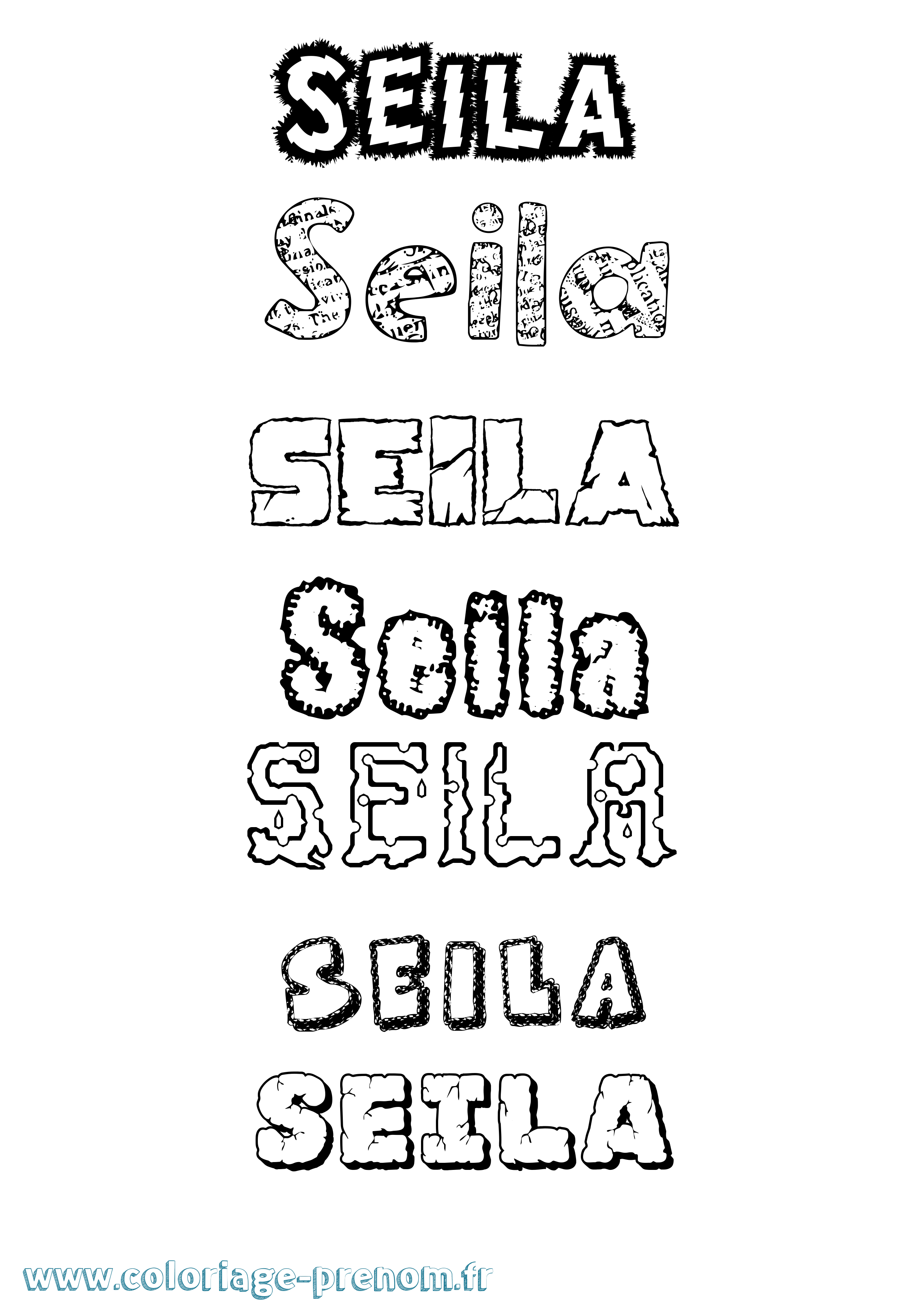 Coloriage Seila Destructuré Coloriage prénom Seila Destructuré