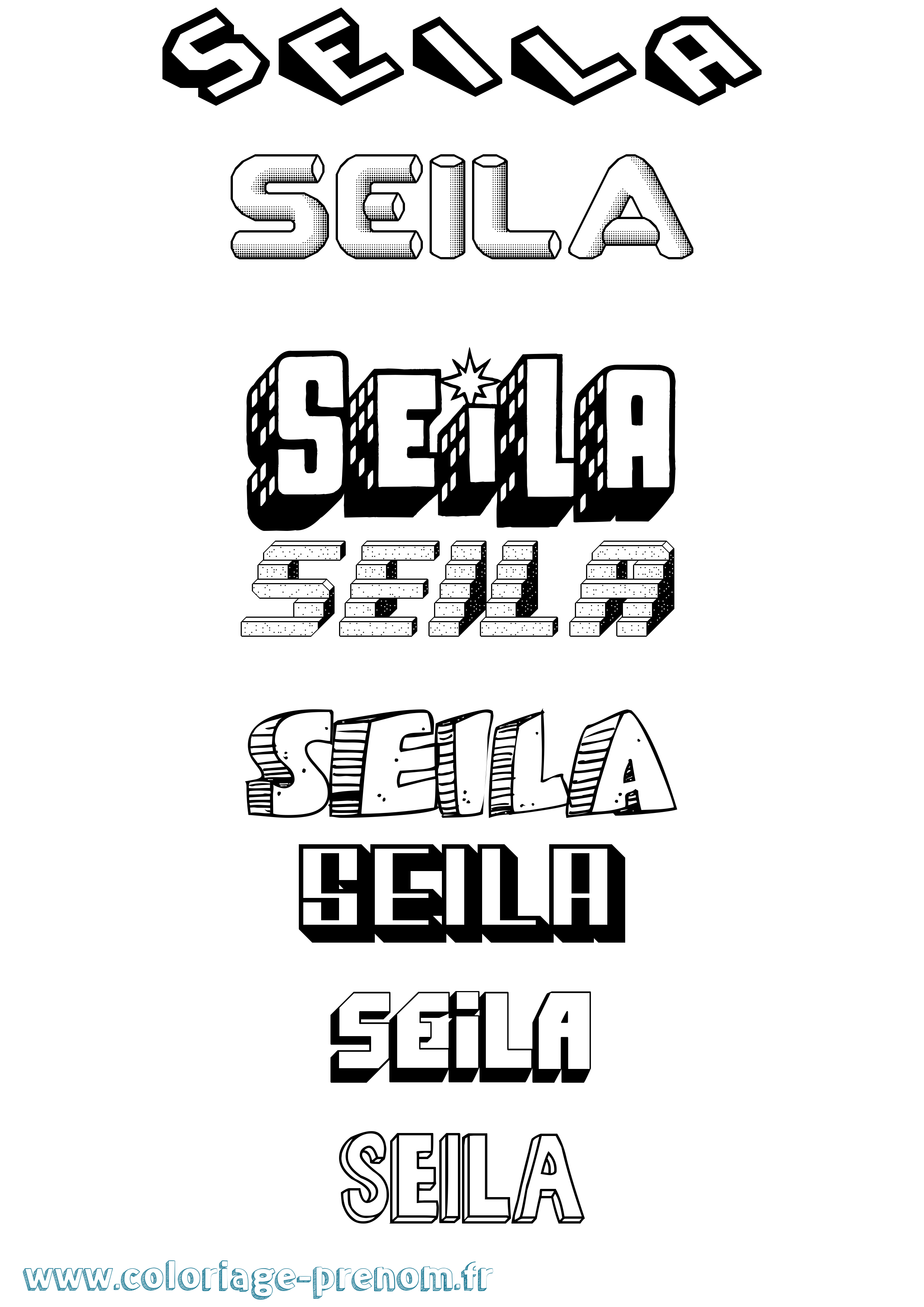 Coloriage Seila Effet 3D Coloriage prénom Seila Effet 3D