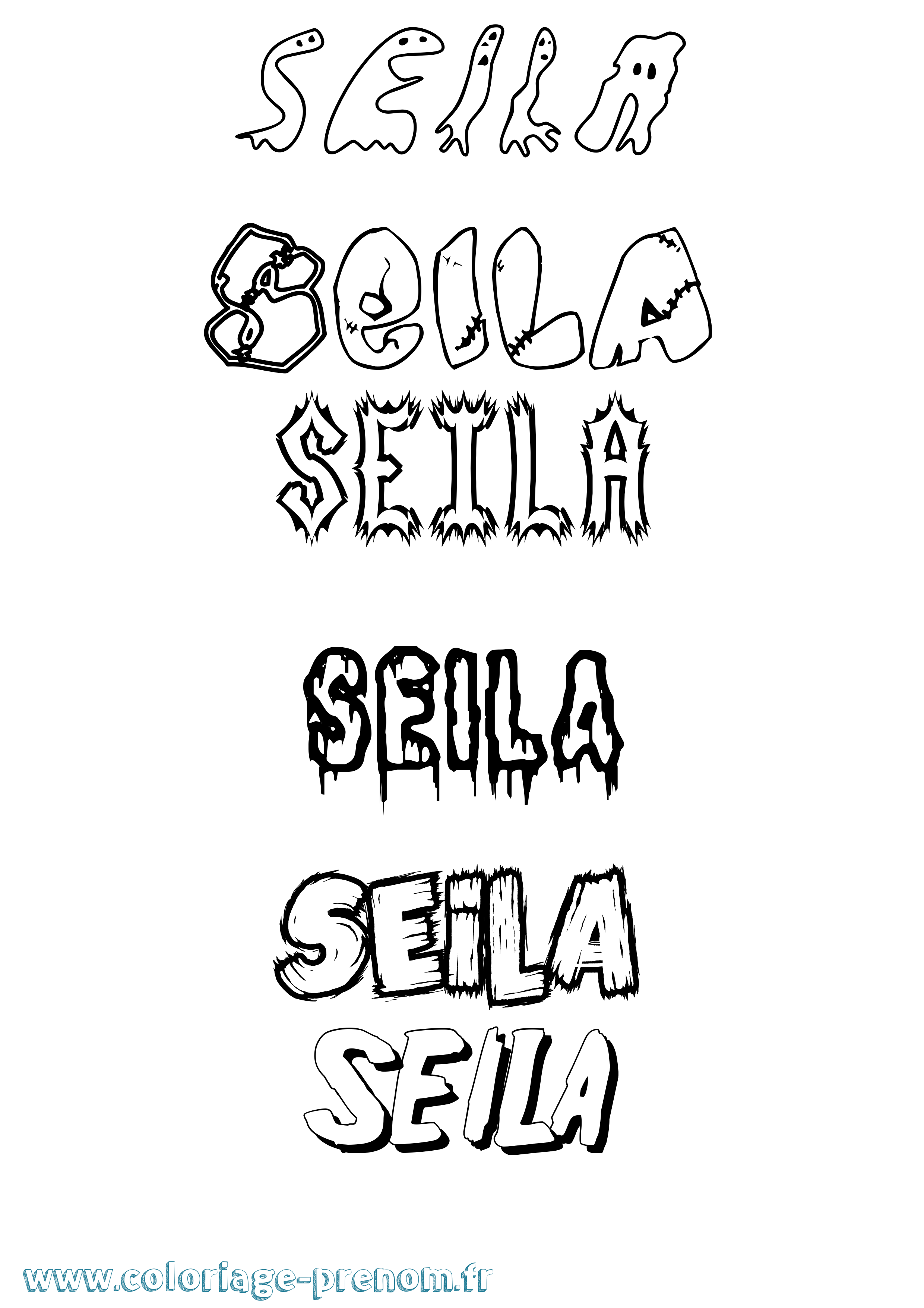 Coloriage Seila Frisson Coloriage prénom Seila Frisson
