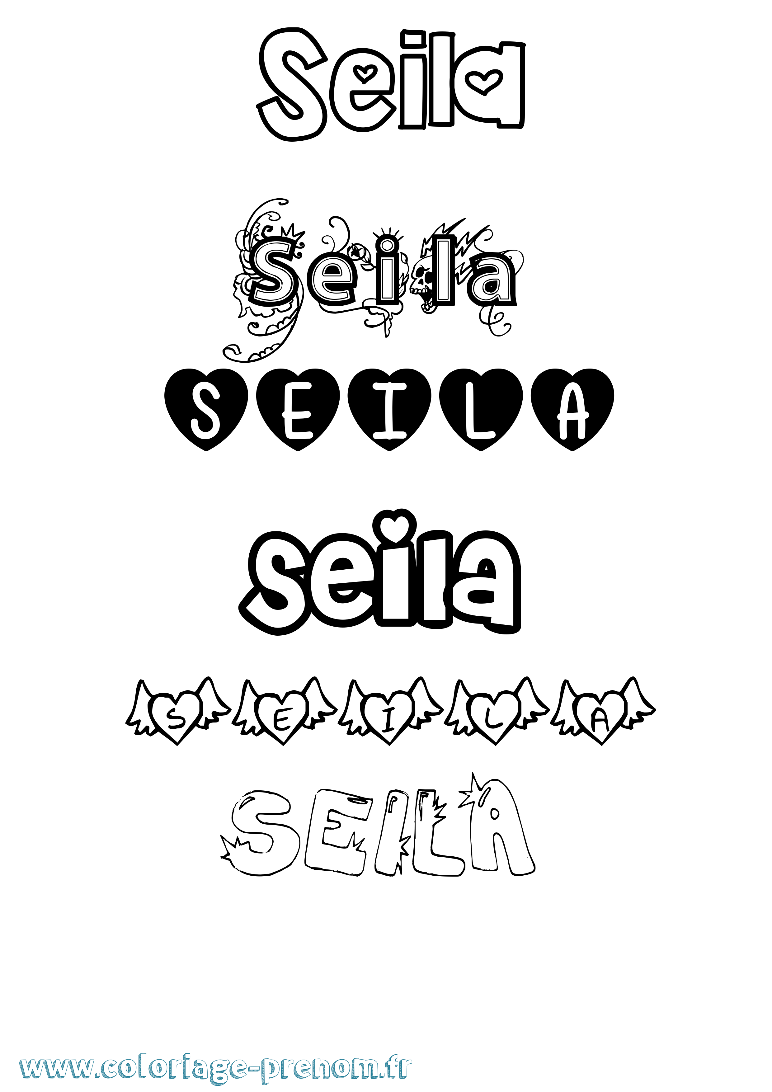 Coloriage Seila Girly Coloriage prénom Seila Girly