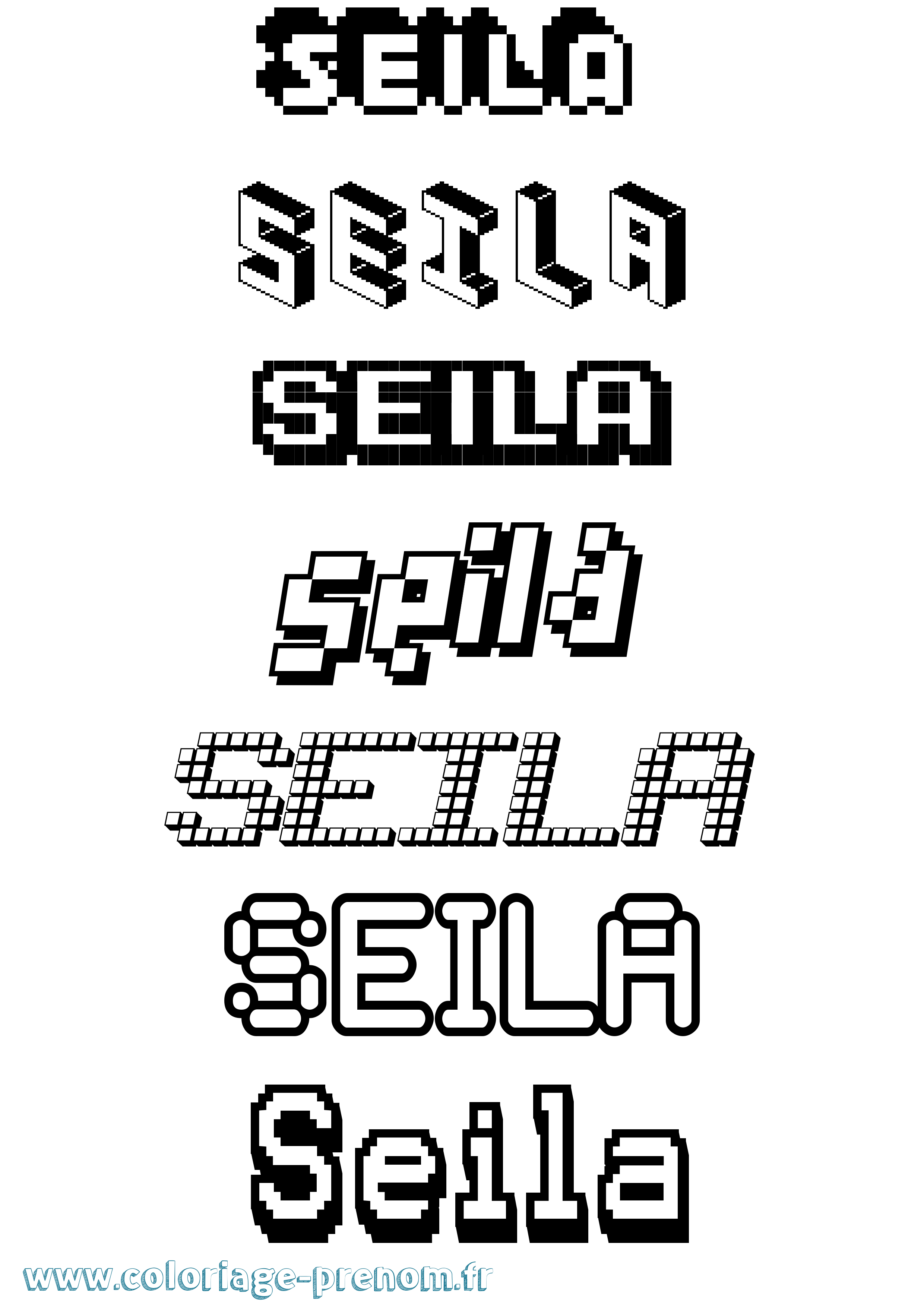 Coloriage Seila Pixel Coloriage prénom Seila Pixel