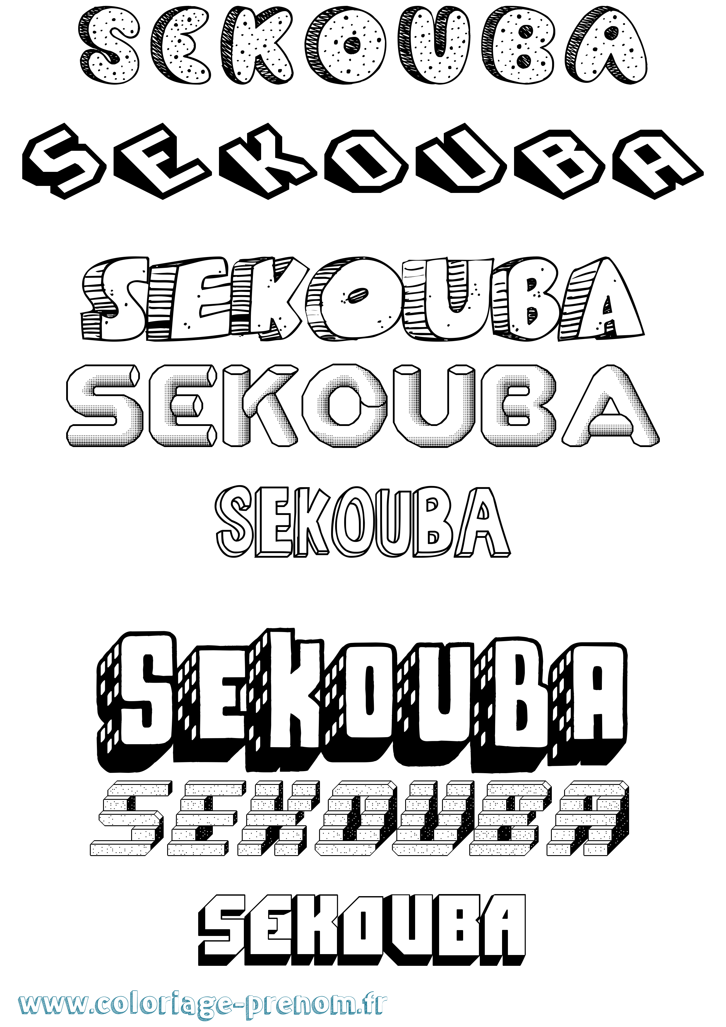 Coloriage Sekouba Effet 3D Coloriage prénom Sekouba Effet 3D