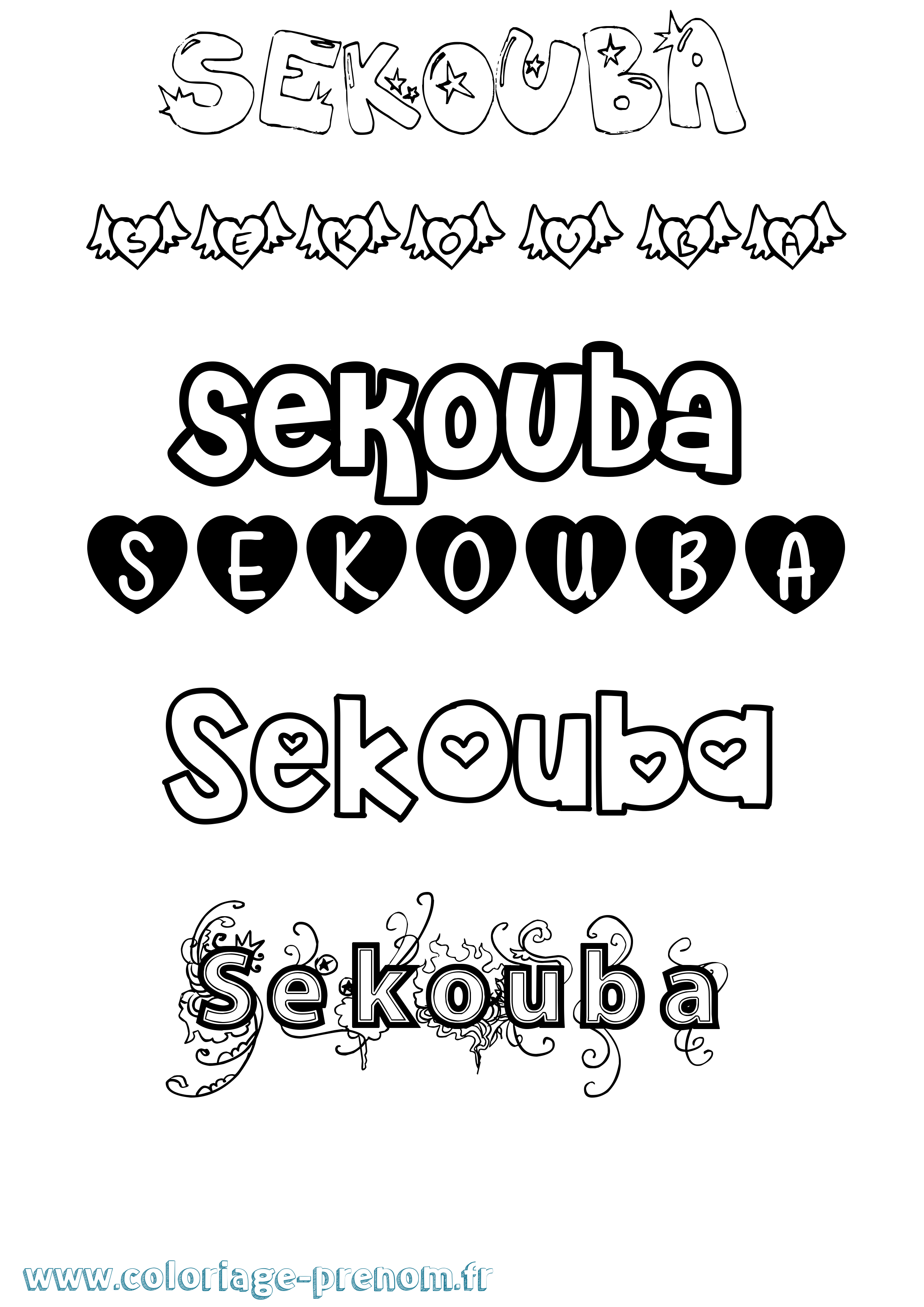 Coloriage Sekouba Girly Coloriage prénom Sekouba Girly