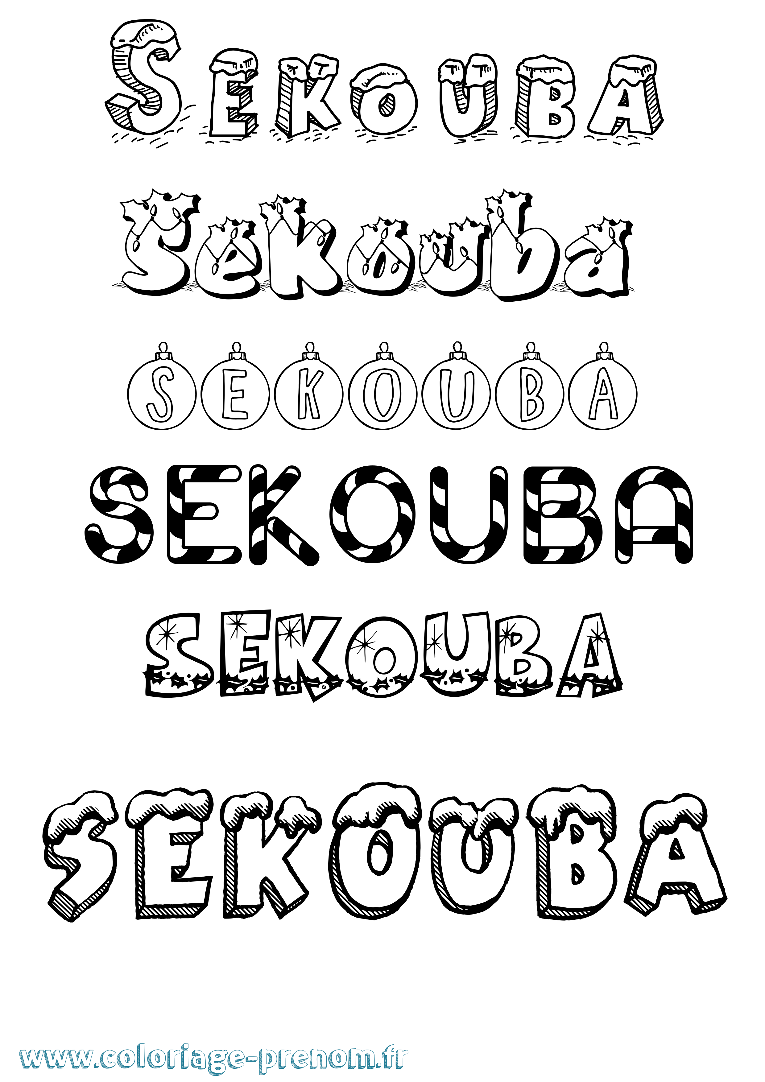 Coloriage Sekouba Noël Coloriage prénom Sekouba Noël