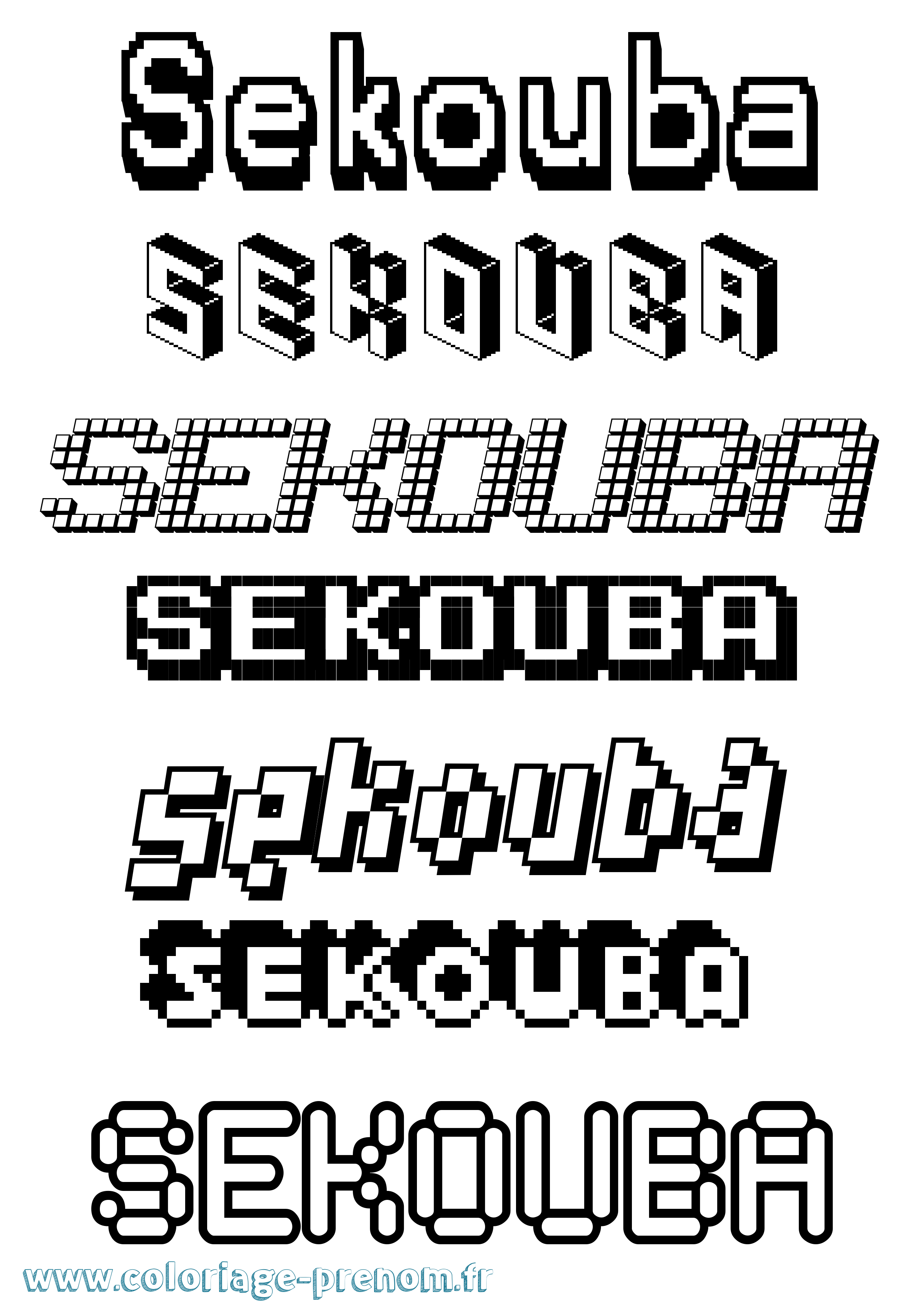 Coloriage Sekouba Pixel Coloriage prénom Sekouba Pixel