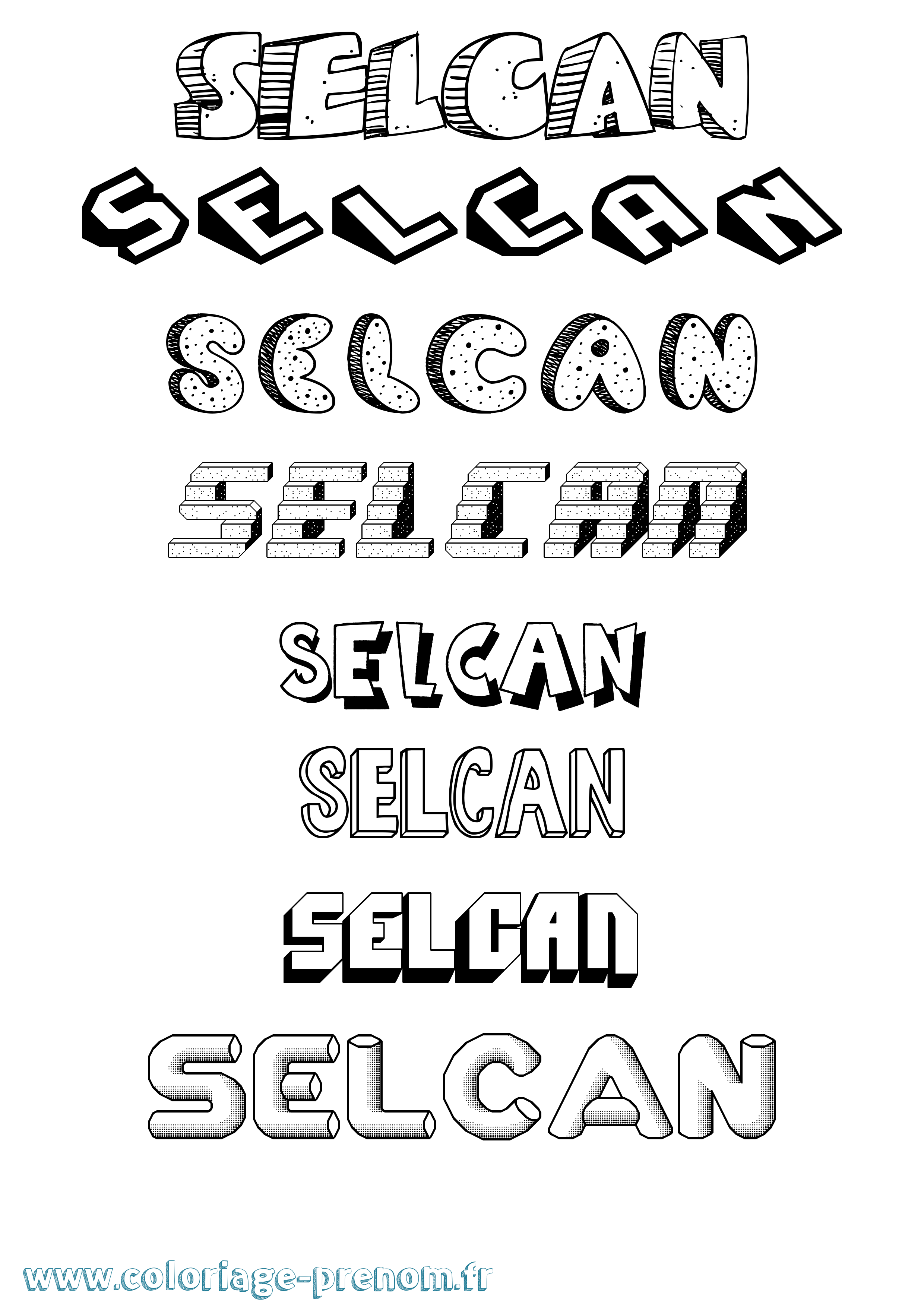 Coloriage Selcan Effet 3D Coloriage prénom Selcan Effet 3D