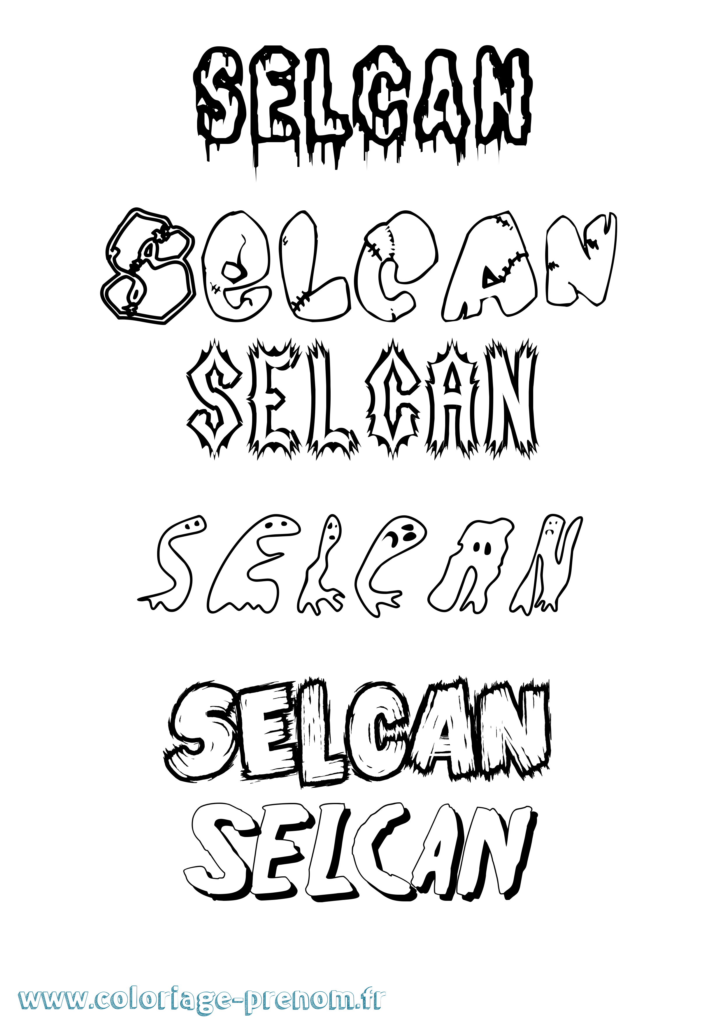 Coloriage Selcan Frisson Coloriage prénom Selcan Frisson