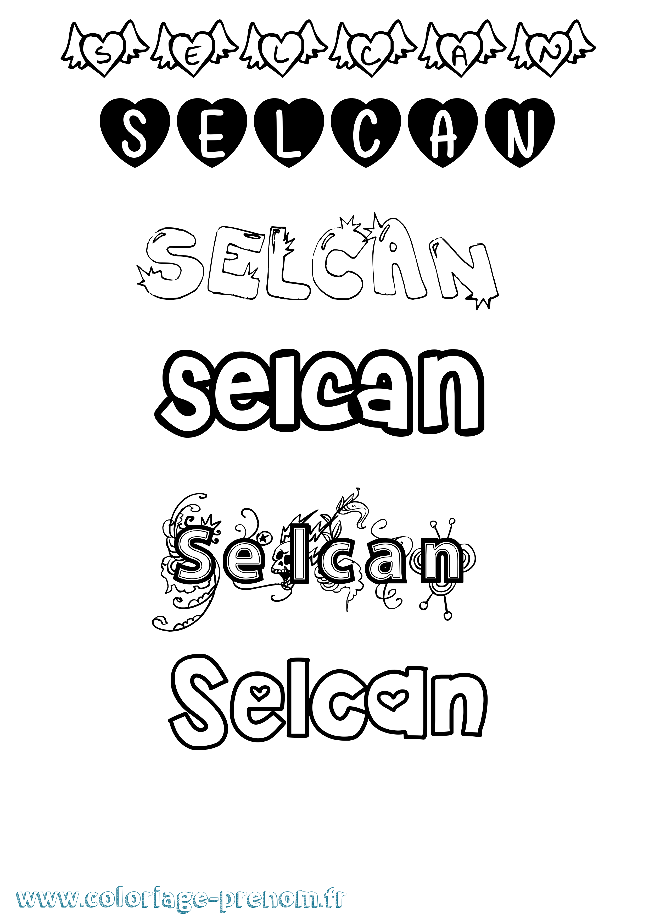 Coloriage Selcan Girly Coloriage prénom Selcan Girly