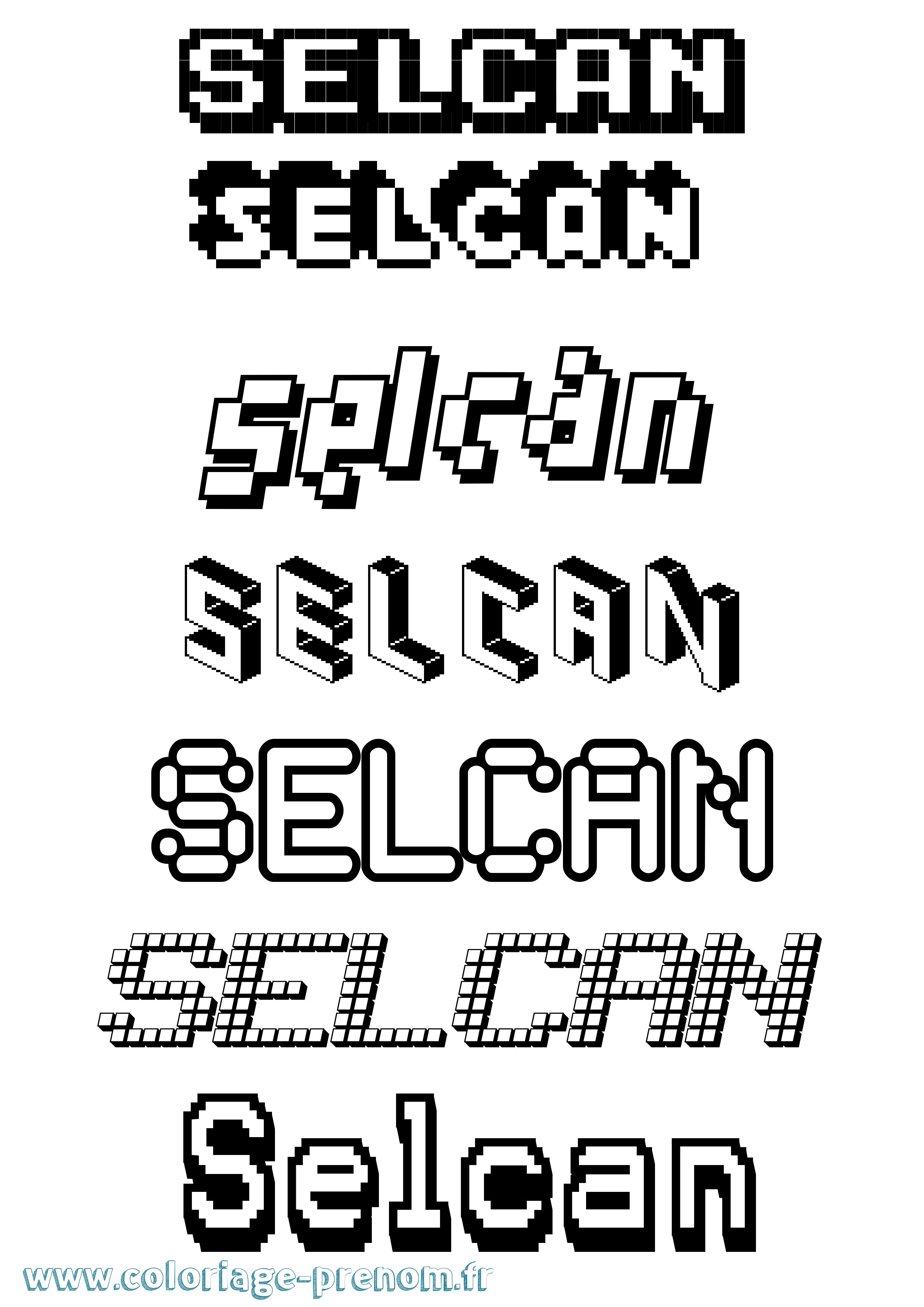Coloriage Selcan Pixel Coloriage prénom Selcan Pixel