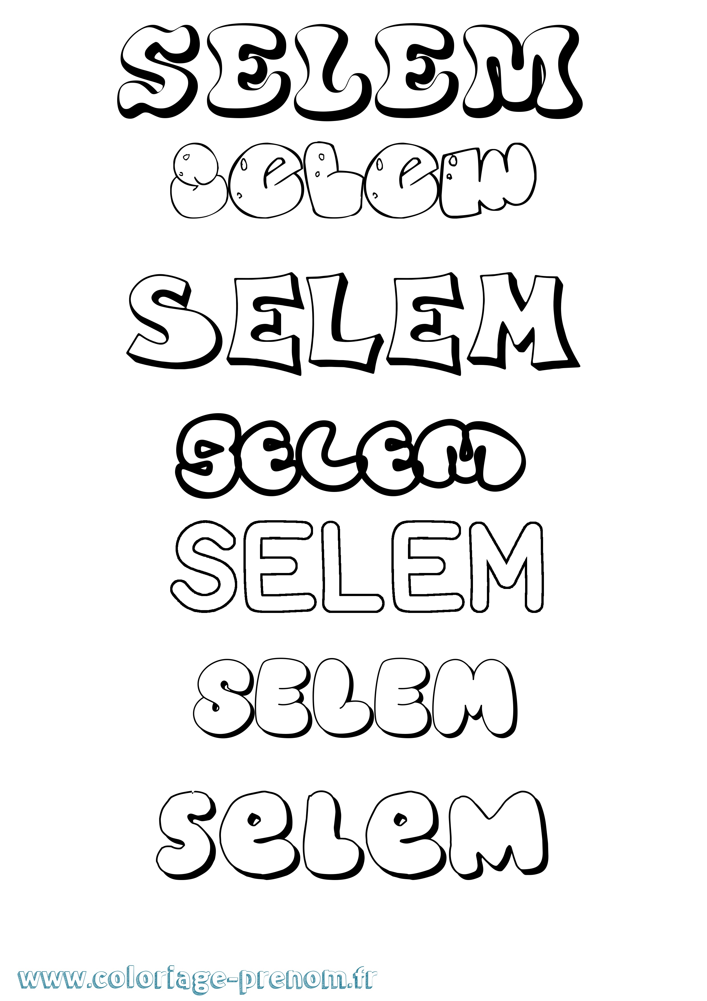 Coloriage Selem Bubble Coloriage prénom Selem Bubble