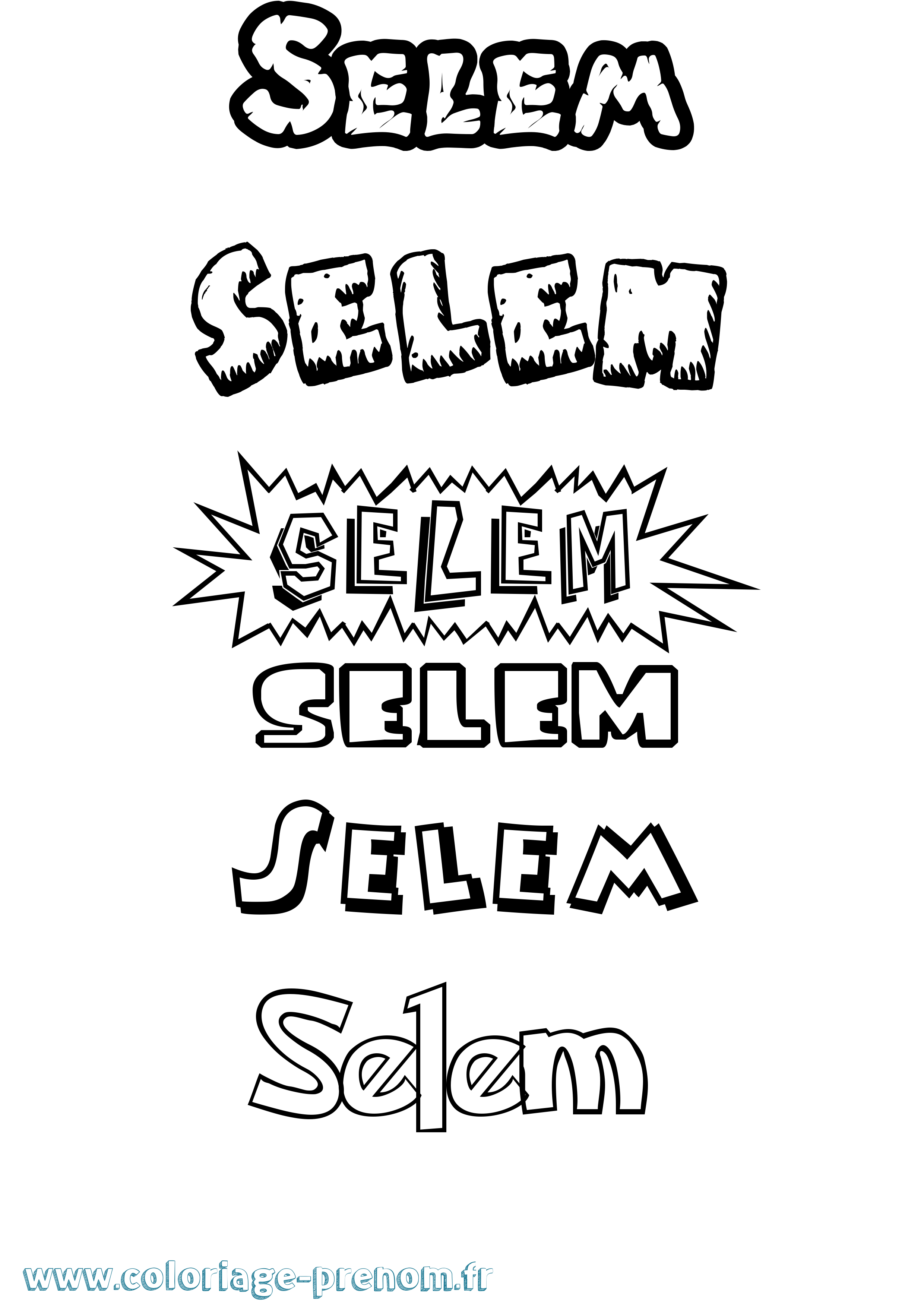 Coloriage Selem Dessin Animé Coloriage prénom Selem Dessin Animé