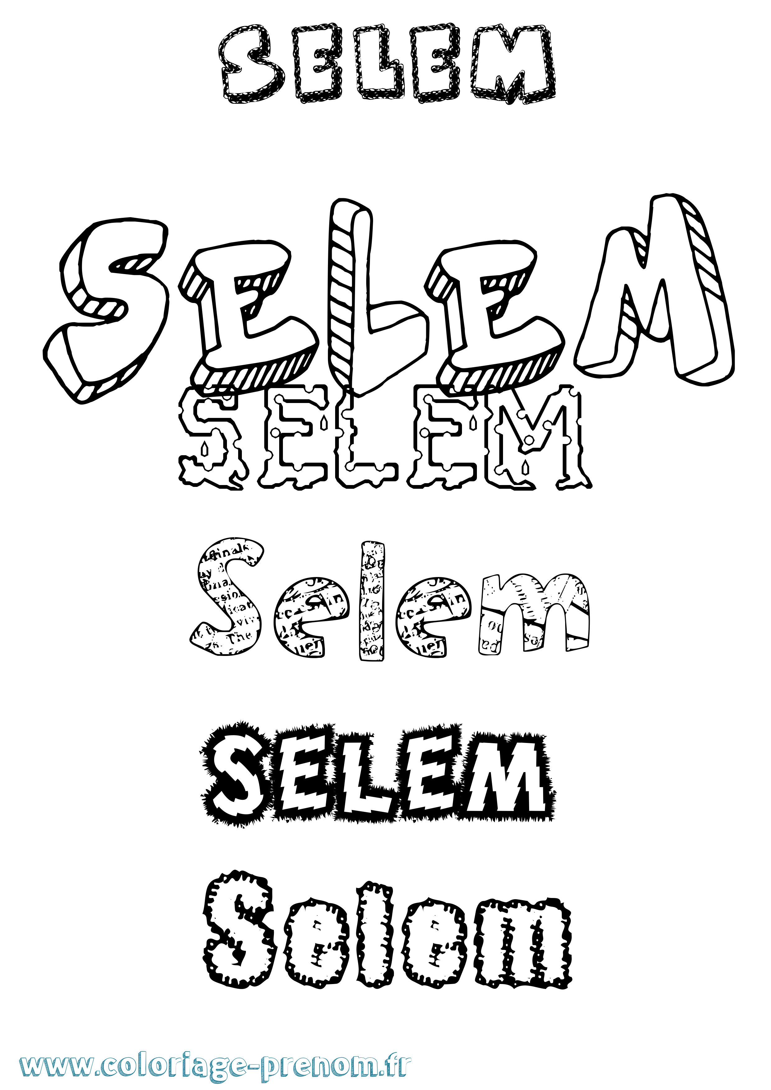 Coloriage Selem Destructuré Coloriage prénom Selem Destructuré