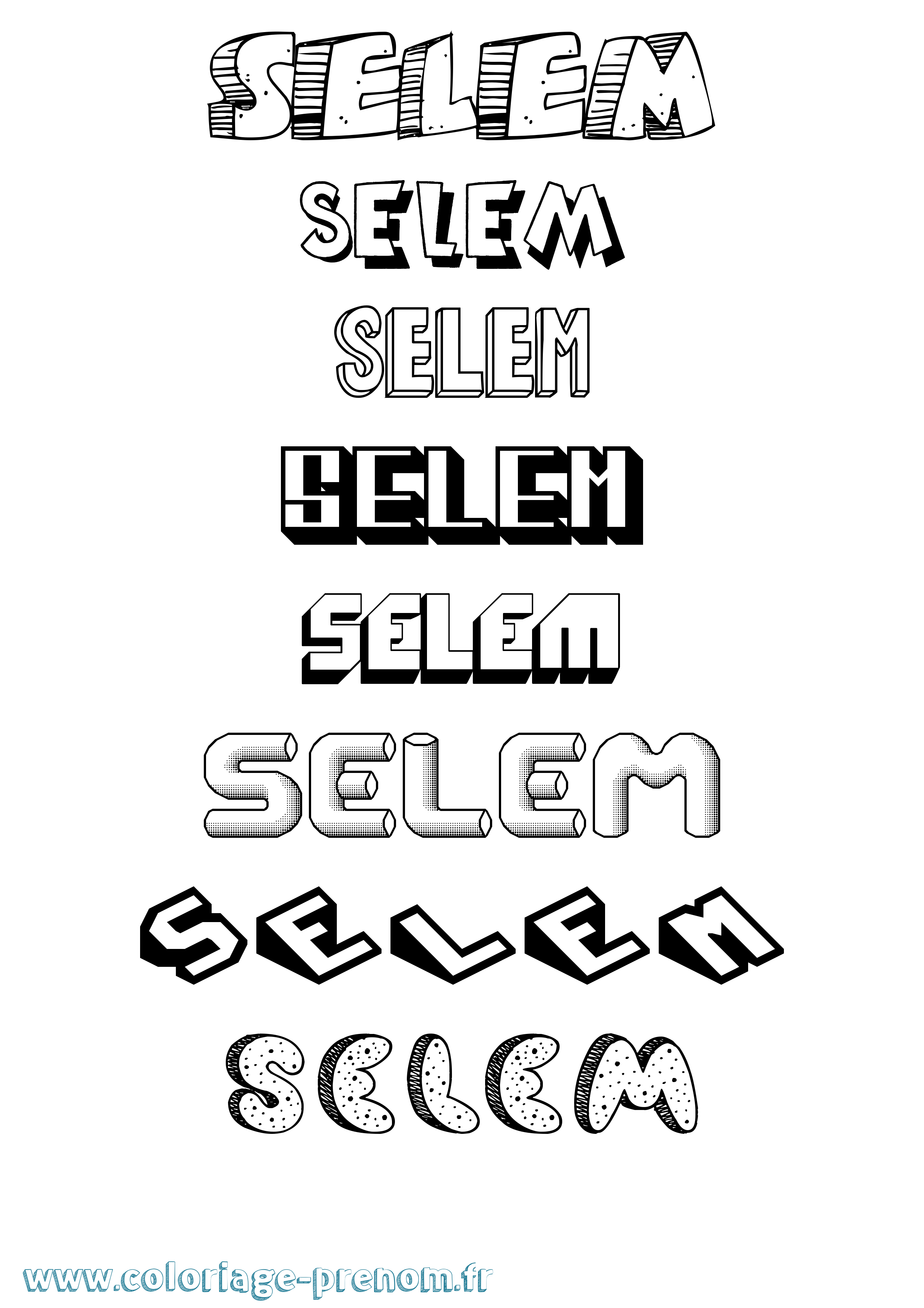 Coloriage Selem Effet 3D Coloriage prénom Selem Effet 3D