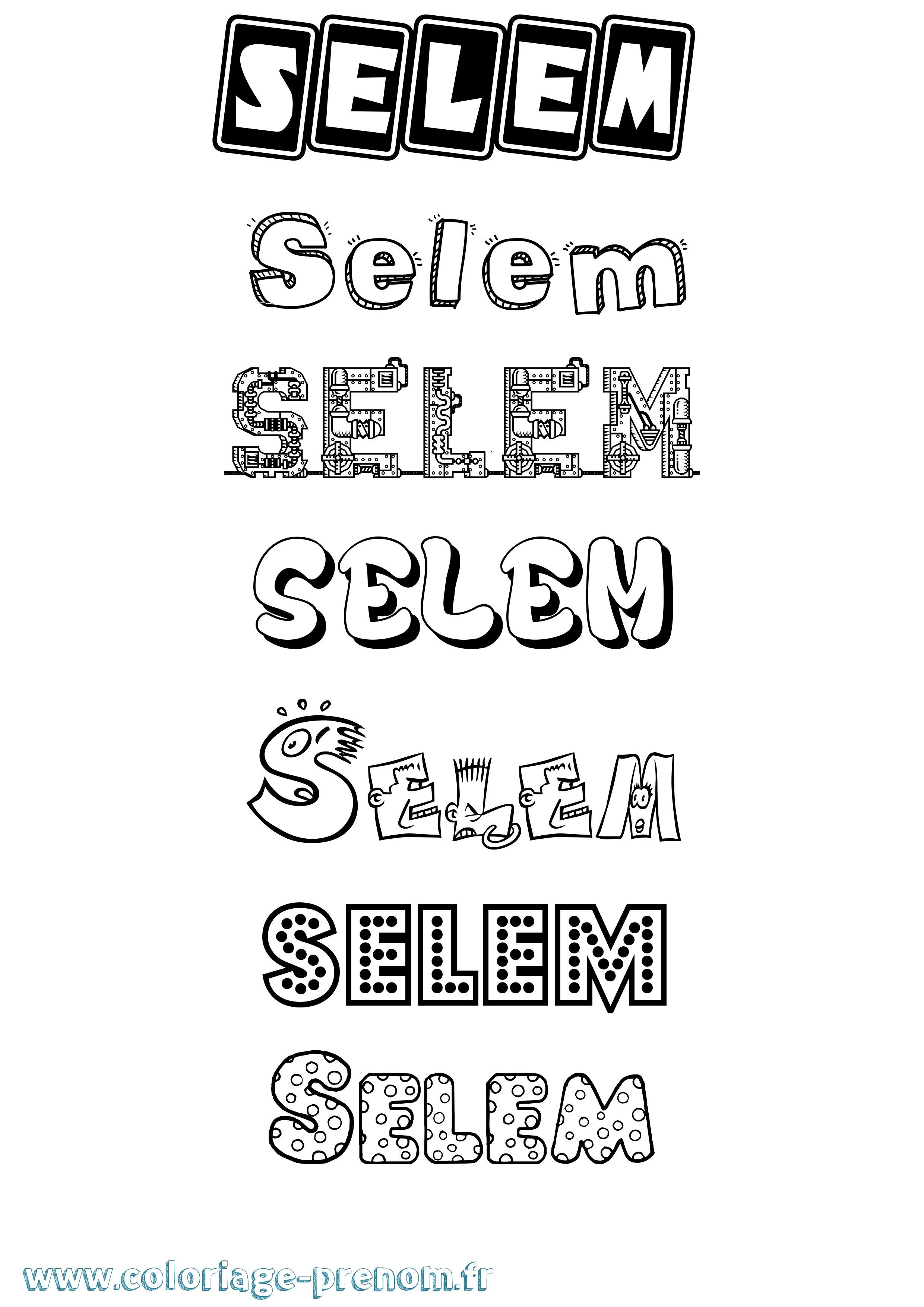 Coloriage Selem Fun Coloriage prénom Selem Fun
