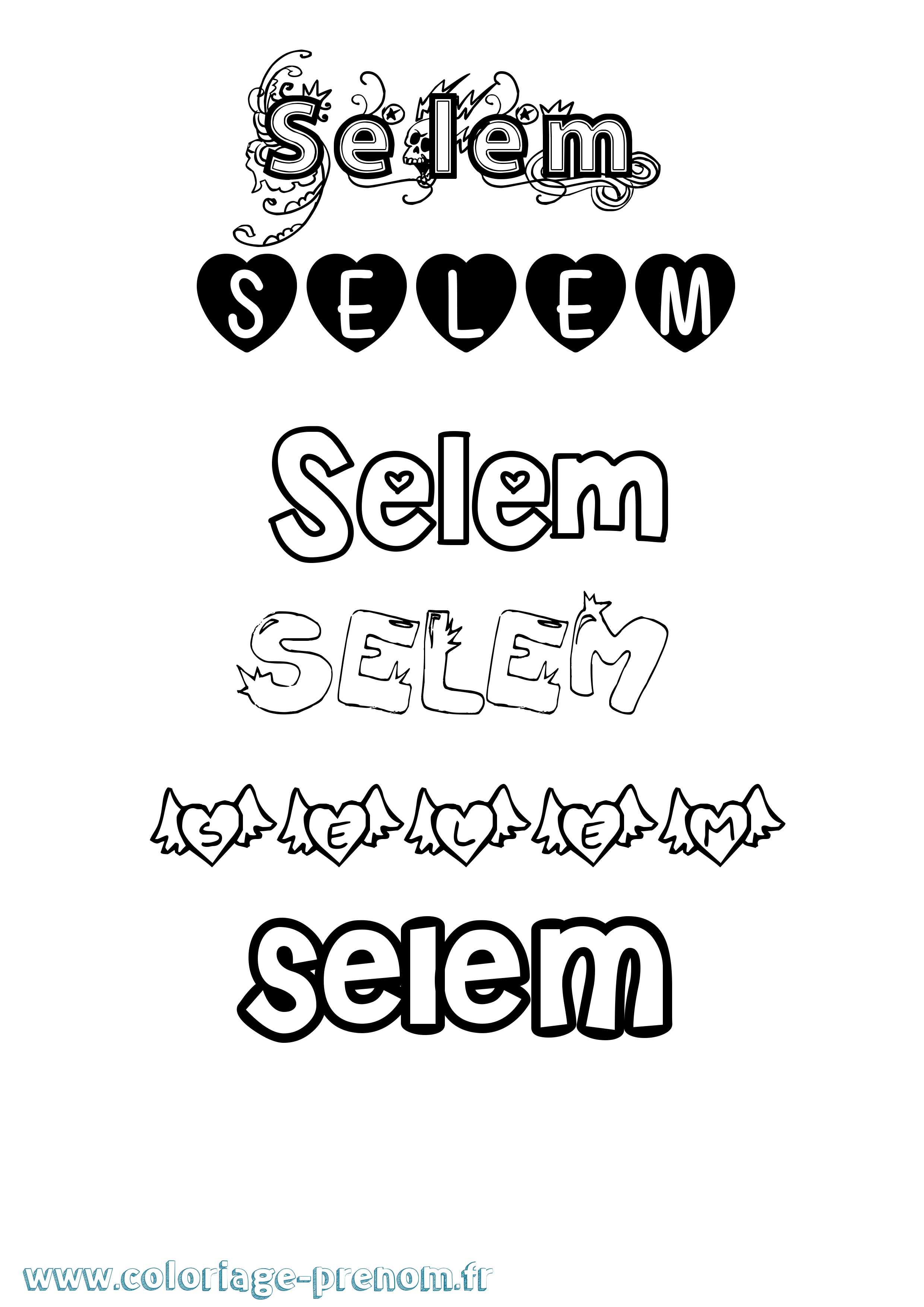 Coloriage Selem Girly Coloriage prénom Selem Girly
