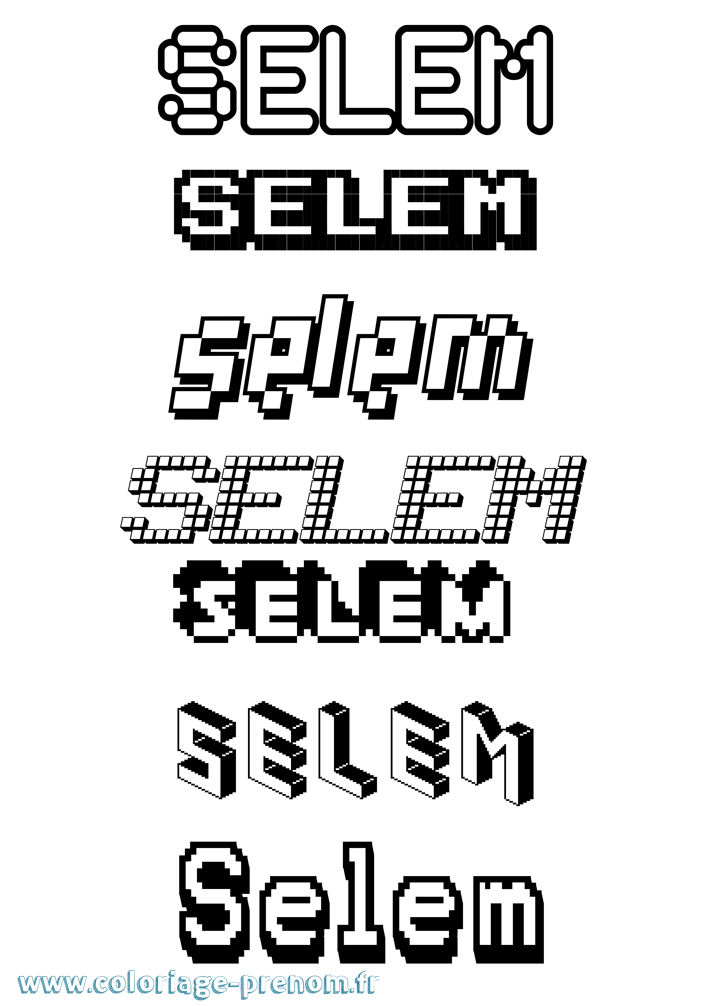Coloriage Selem Pixel Coloriage prénom Selem Pixel