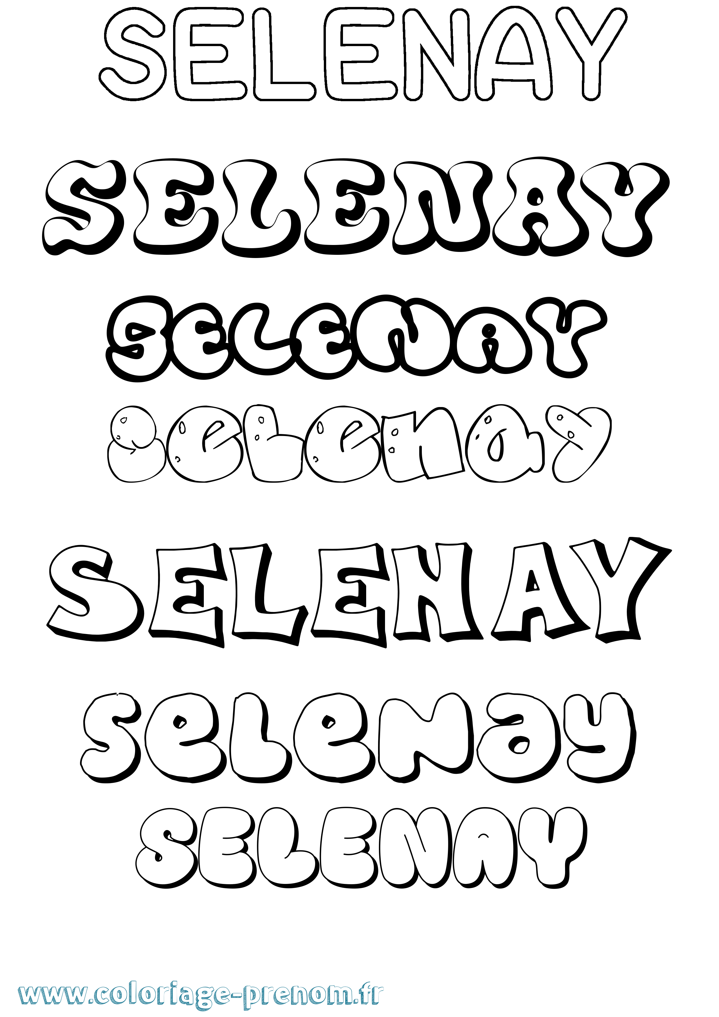 Coloriage Selenay Bubble Coloriage prénom Selenay Bubble