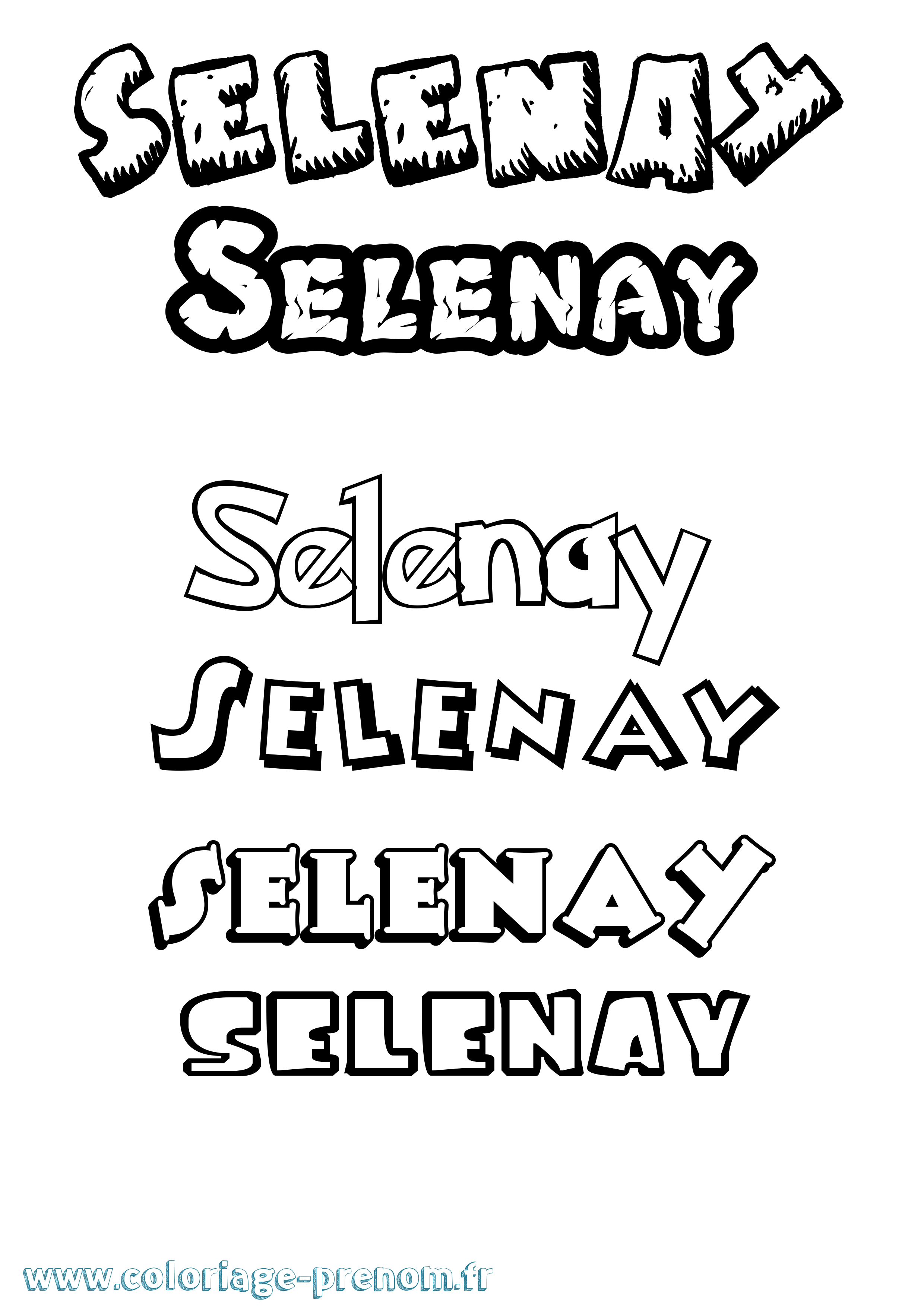 Coloriage Selenay Dessin Animé Coloriage prénom Selenay Dessin Animé