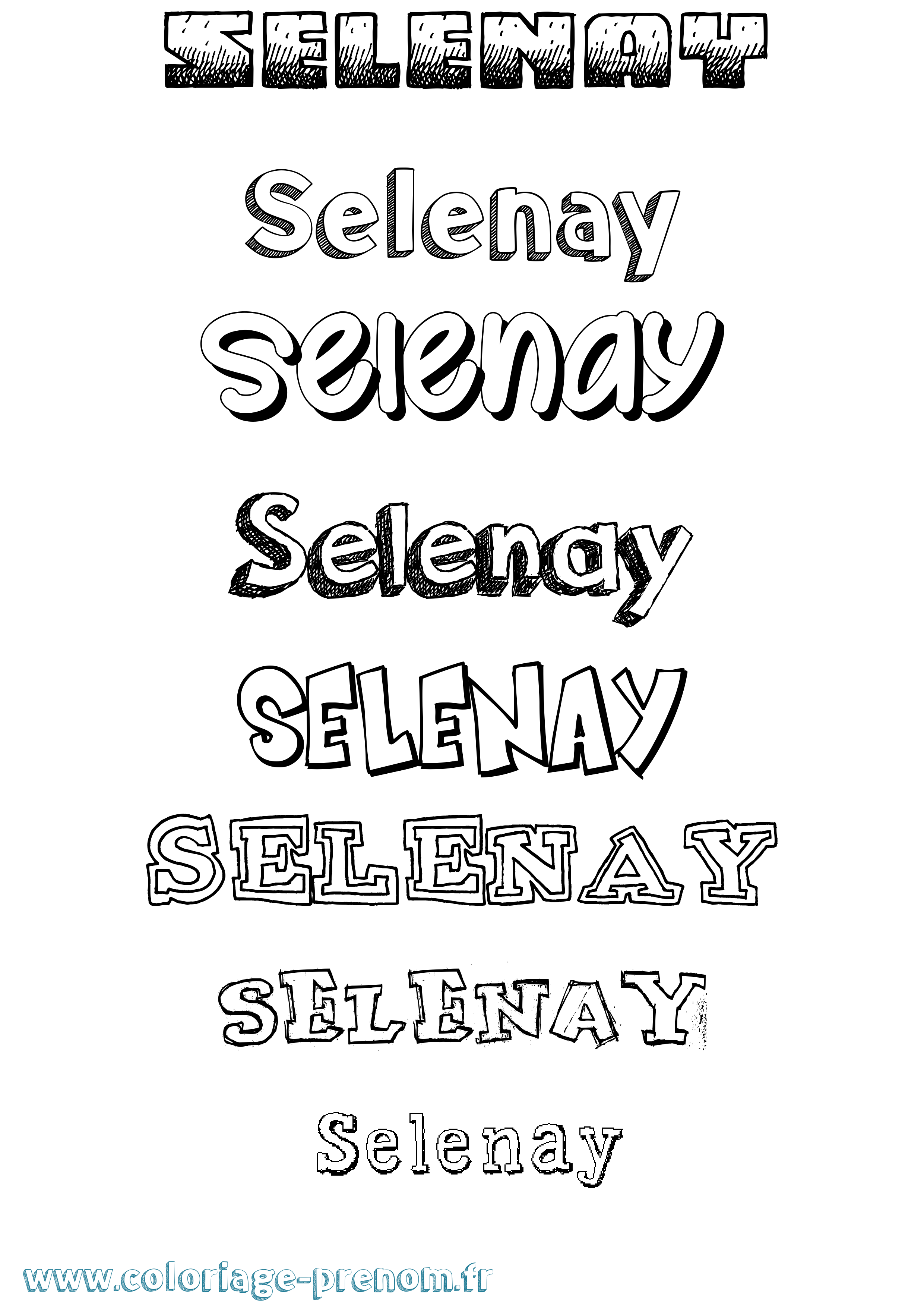 Coloriage Selenay Dessiné Coloriage prénom Selenay Dessiné