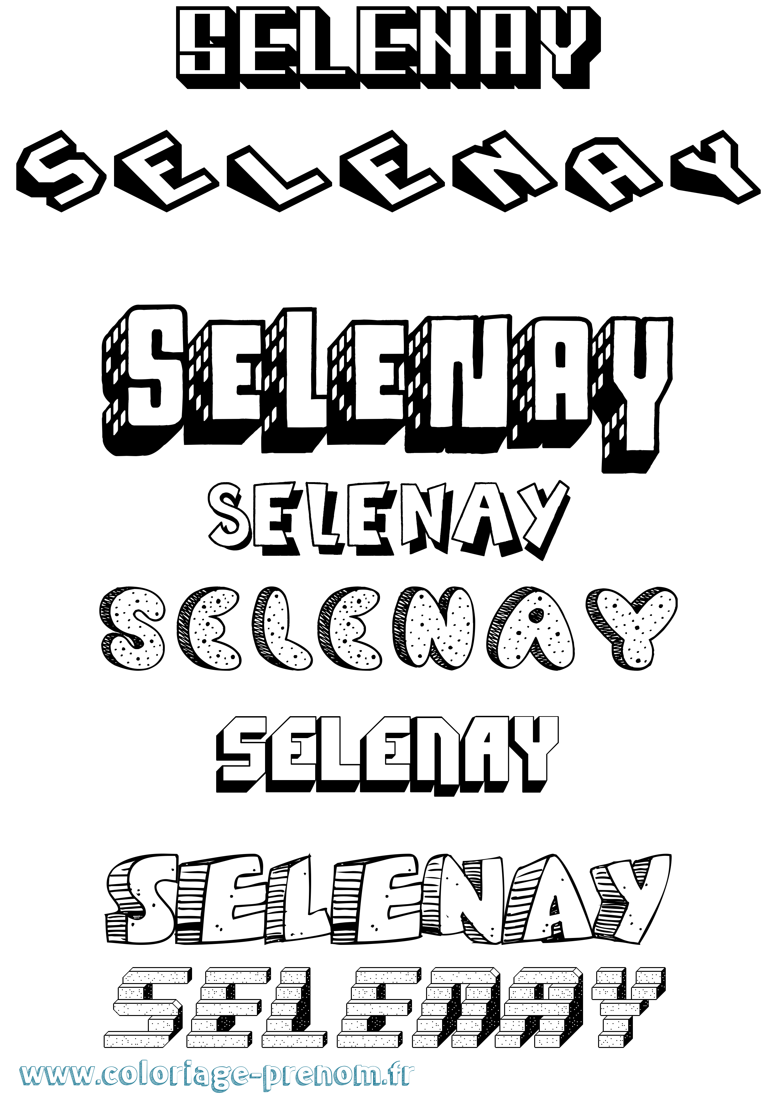 Coloriage Selenay Effet 3D Coloriage prénom Selenay Effet 3D