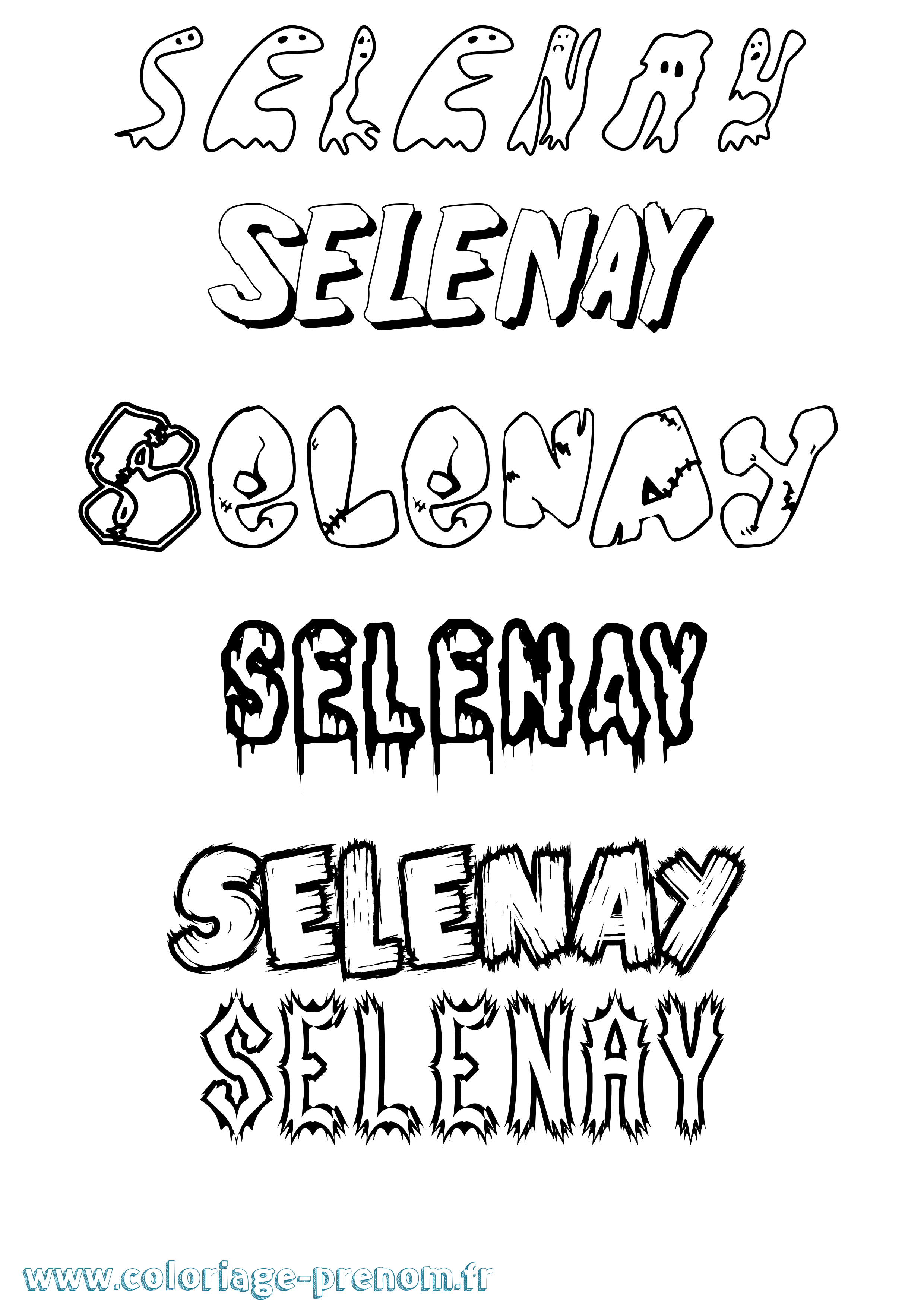 Coloriage Selenay Frisson Coloriage prénom Selenay Frisson