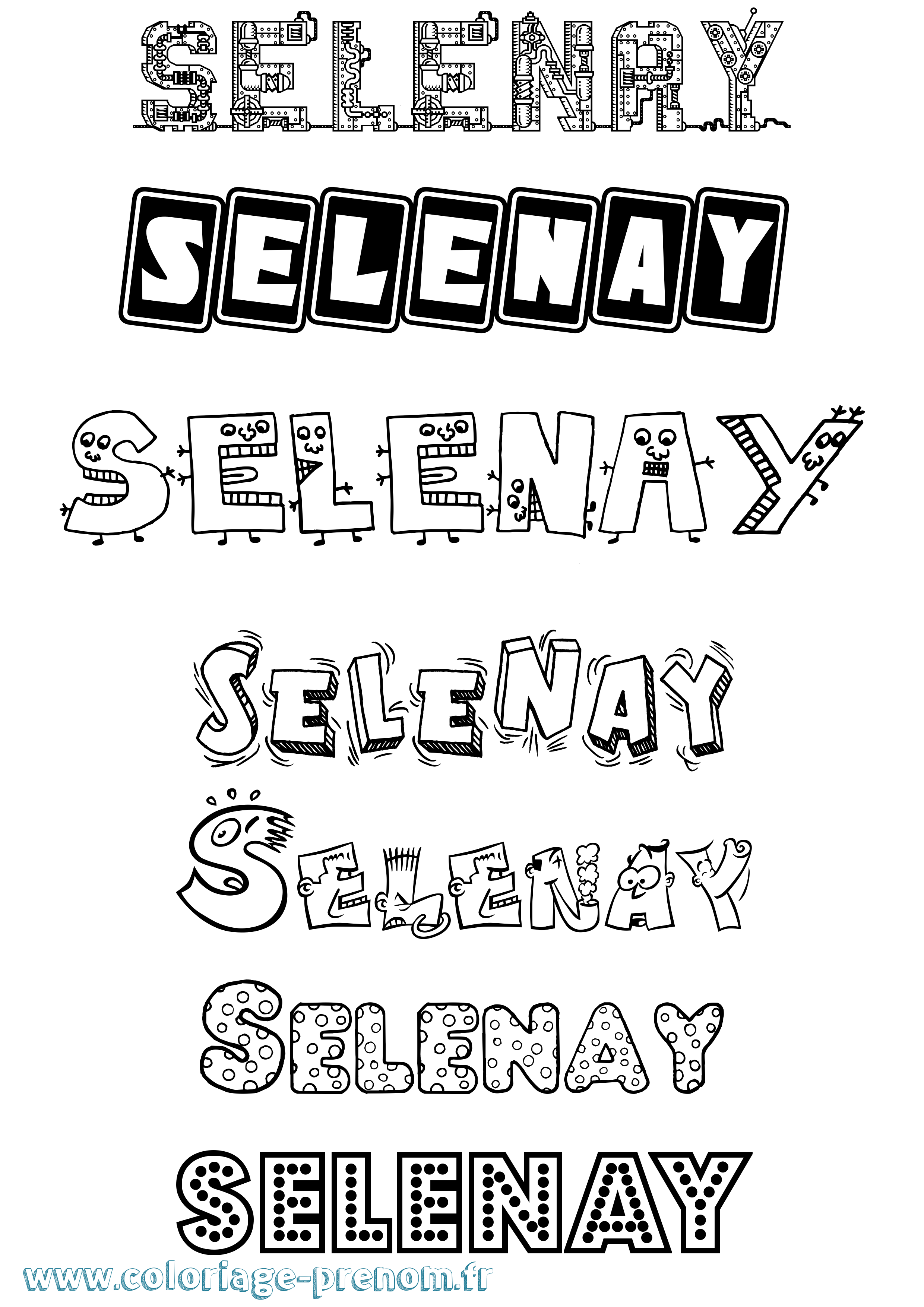 Coloriage Selenay Fun Coloriage prénom Selenay Fun