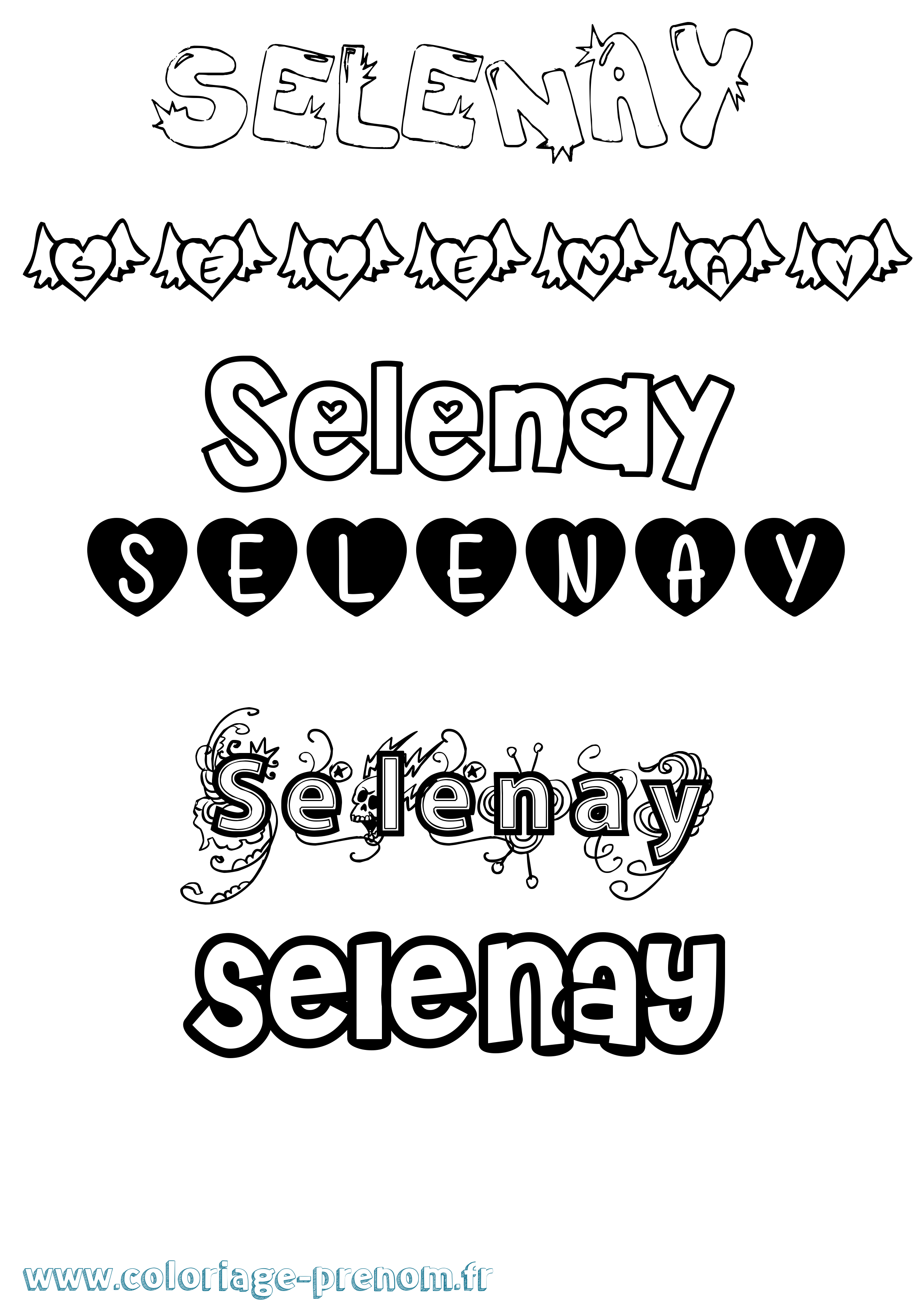 Coloriage Selenay Girly Coloriage prénom Selenay Girly