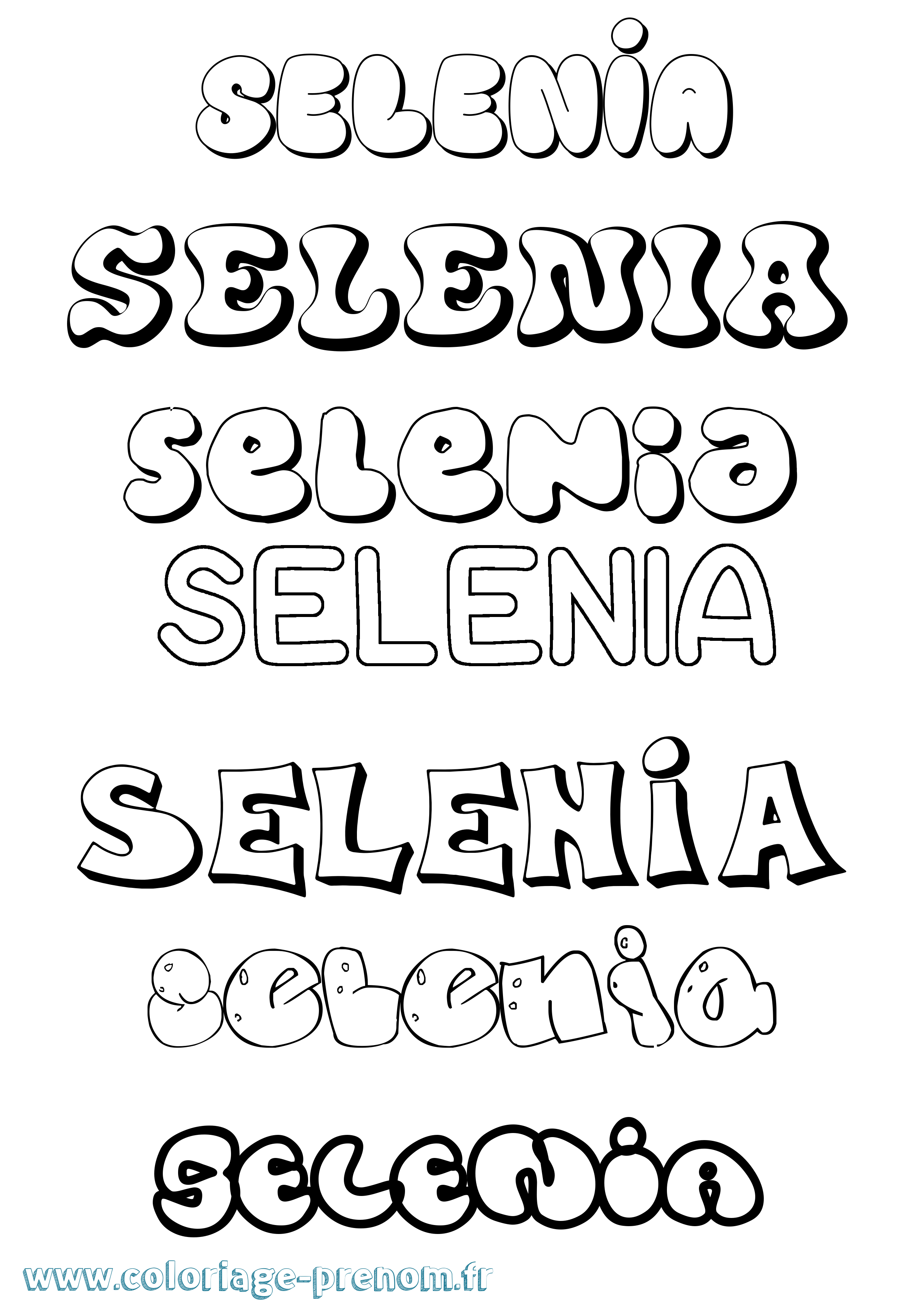 Coloriage Selenia Bubble Coloriage prénom Selenia Bubble