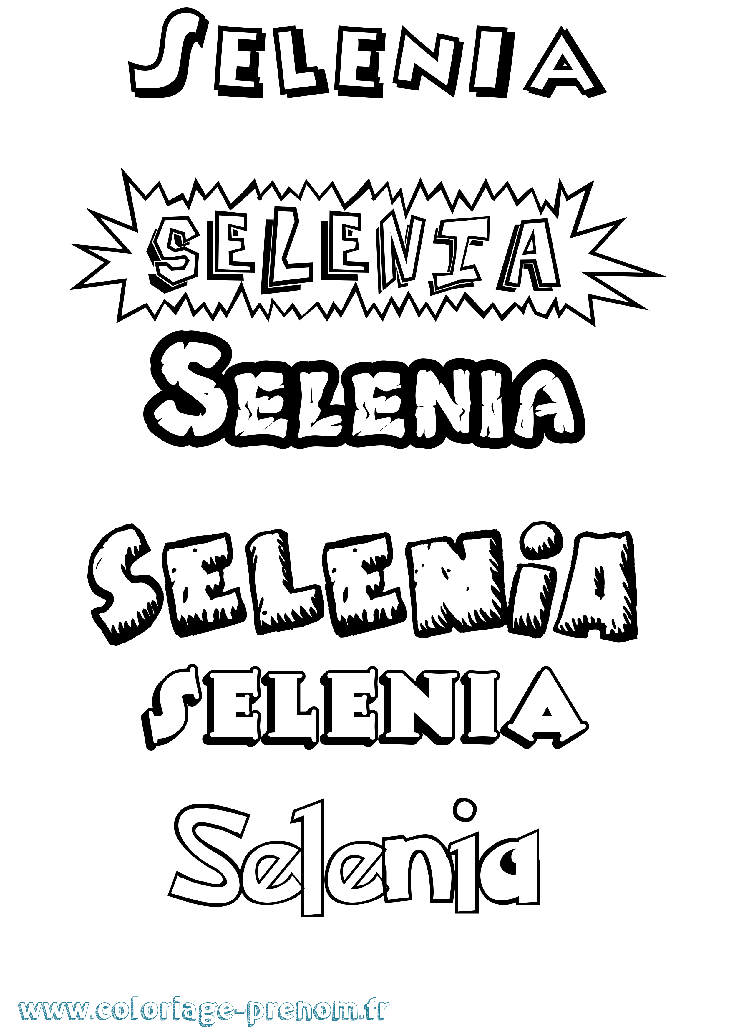 Coloriage Selenia Dessin Animé Coloriage prénom Selenia Dessin Animé