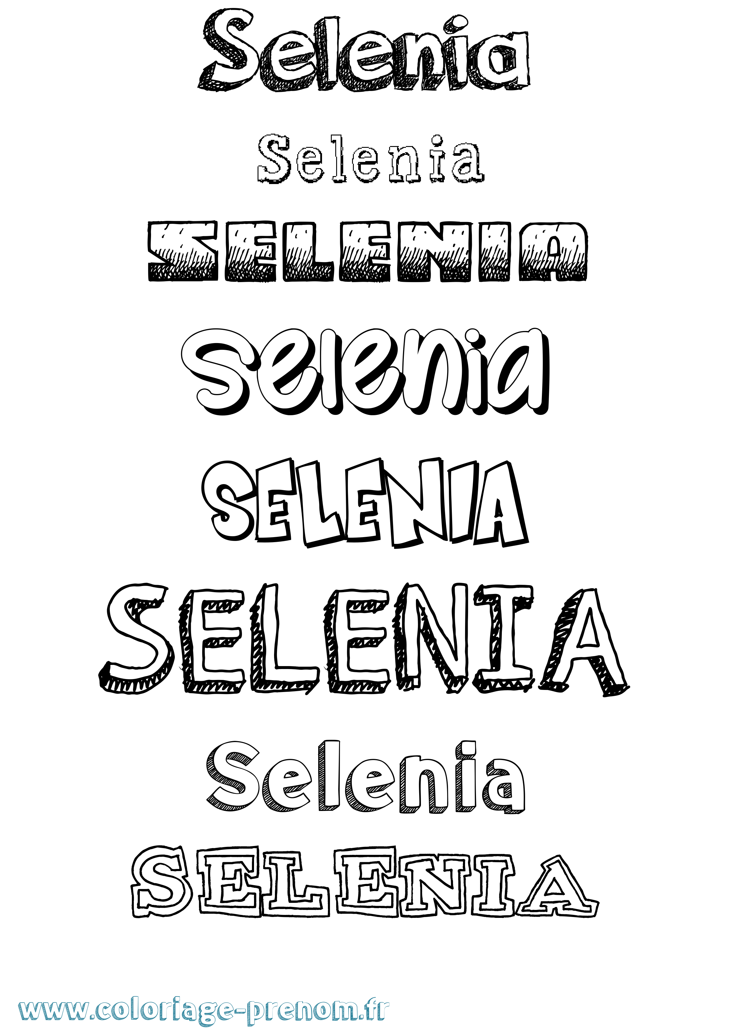 Coloriage Selenia Dessiné Coloriage prénom Selenia Dessiné