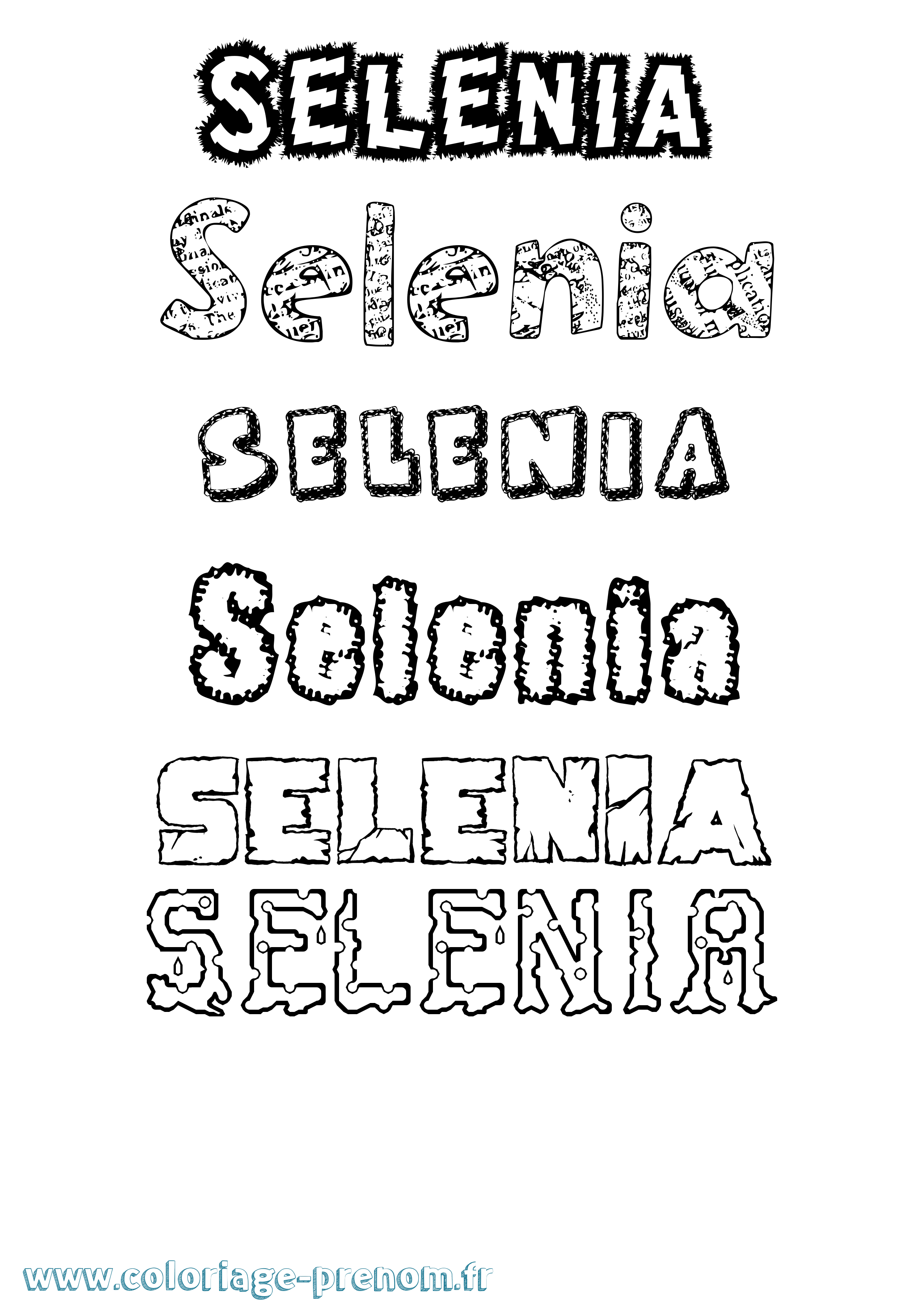 Coloriage Selenia Destructuré Coloriage prénom Selenia Destructuré