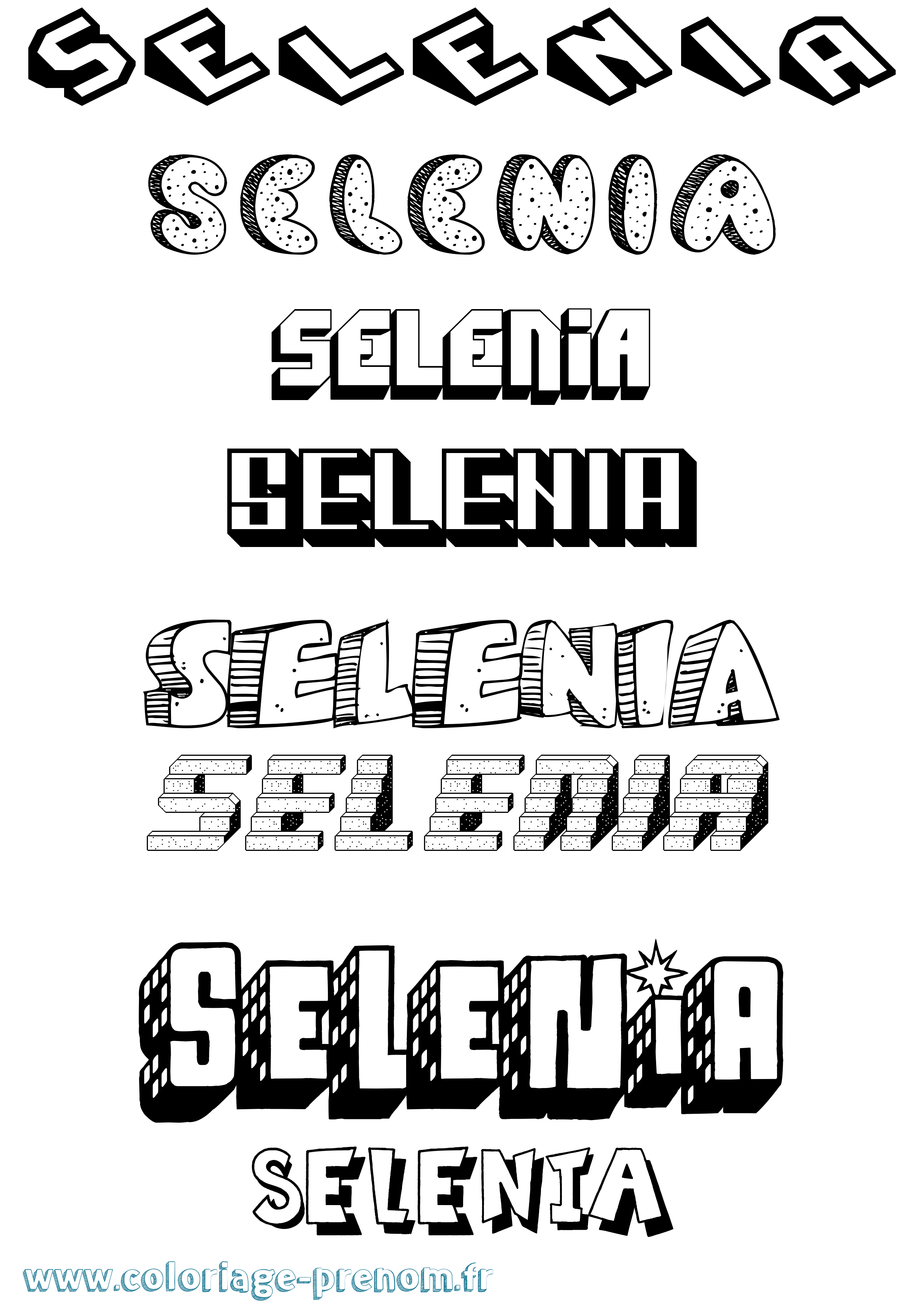 Coloriage Selenia Effet 3D Coloriage prénom Selenia Effet 3D