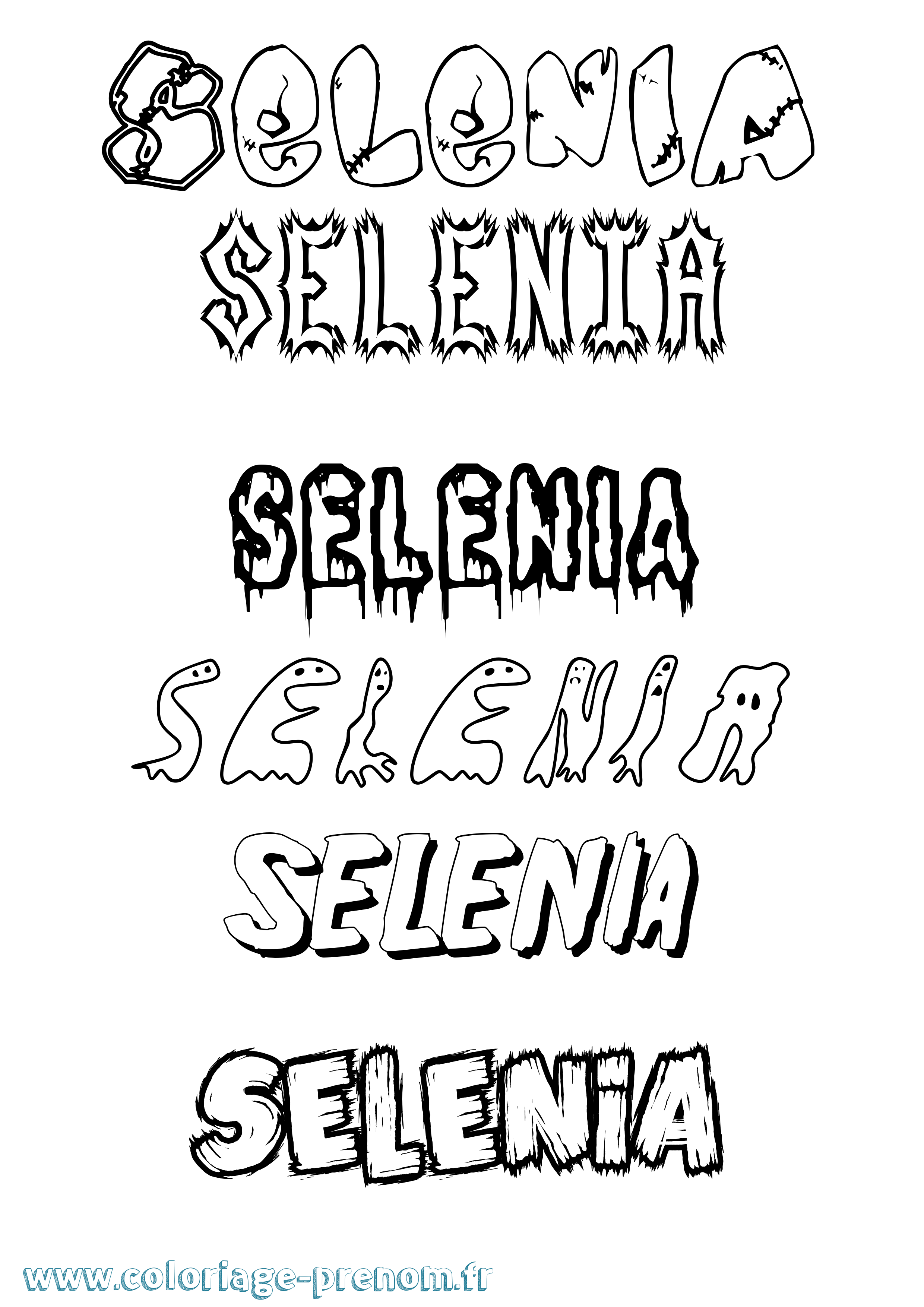 Coloriage Selenia Frisson Coloriage prénom Selenia Frisson