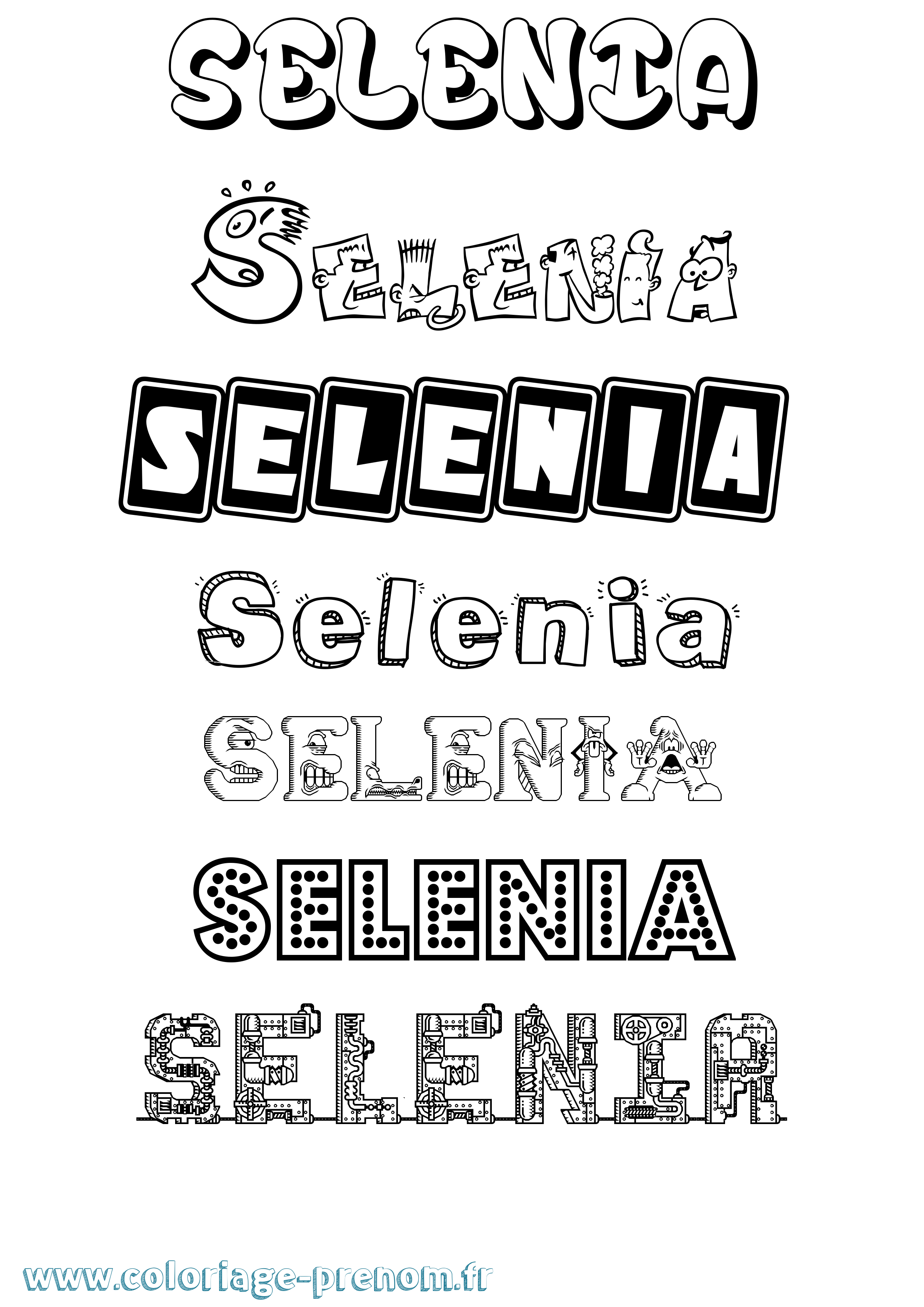 Coloriage Selenia Fun Coloriage prénom Selenia Fun
