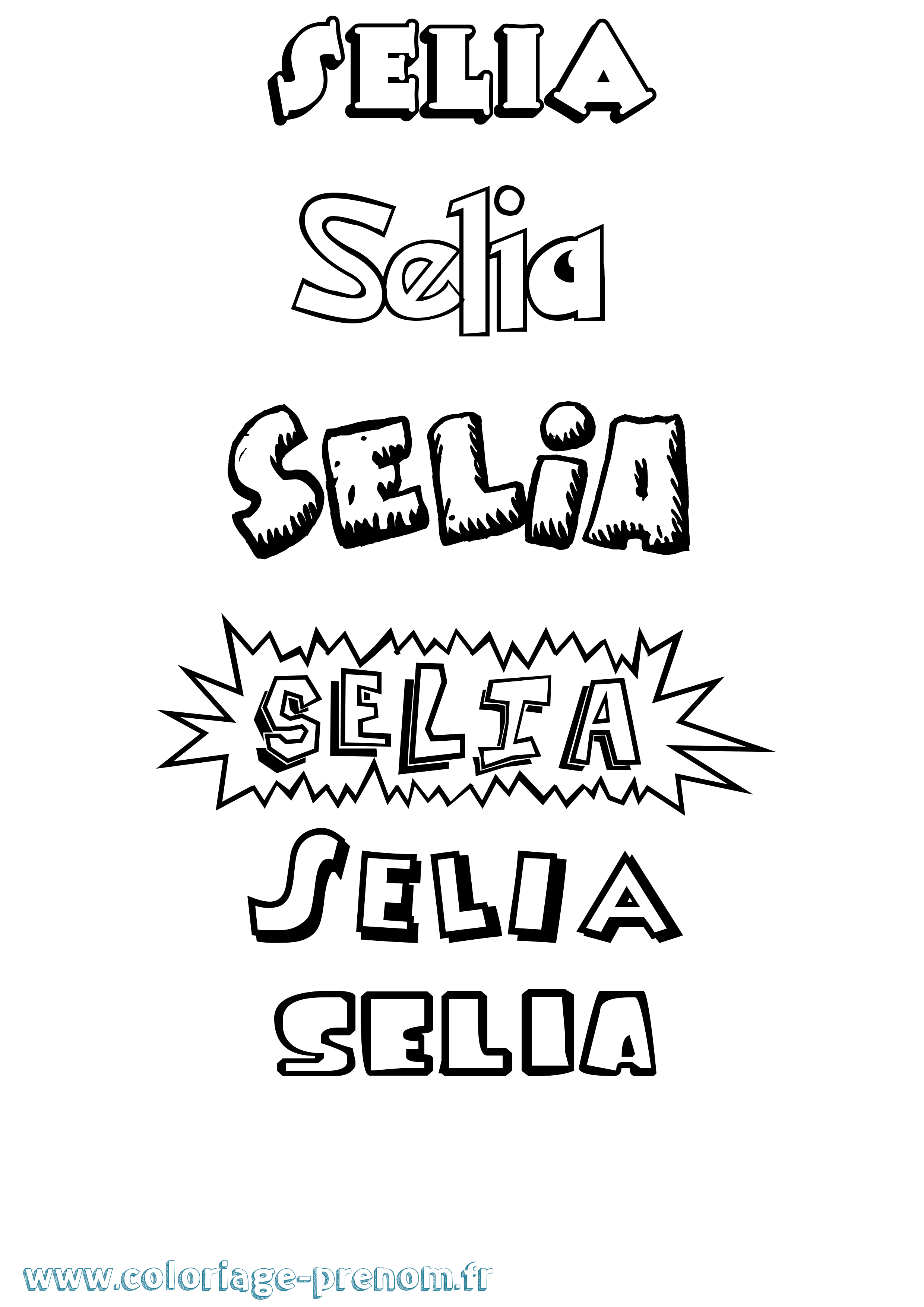 Coloriage Selia Dessin Animé Coloriage prénom Selia Dessin Animé