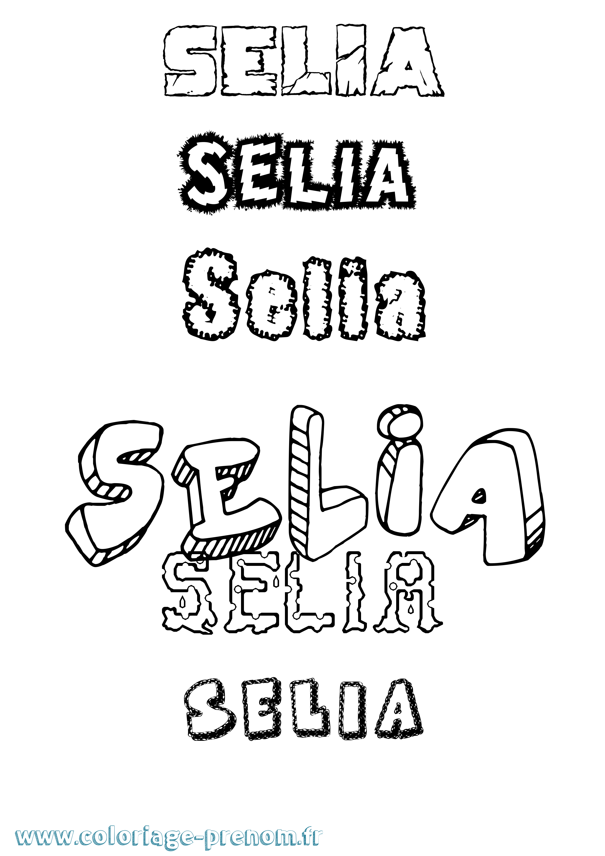 Coloriage Selia Destructuré Coloriage prénom Selia Destructuré