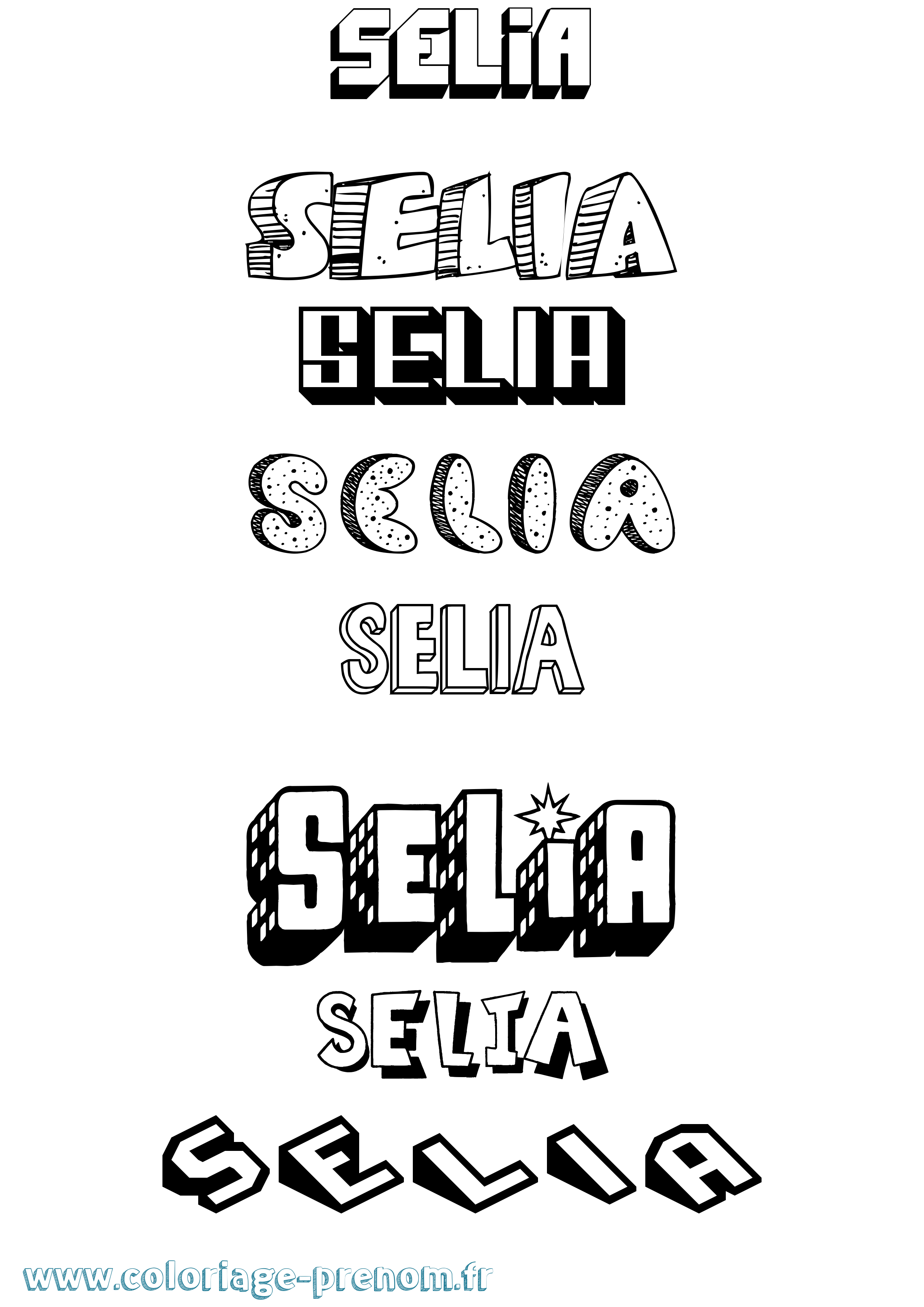 Coloriage Selia Effet 3D Coloriage prénom Selia Effet 3D
