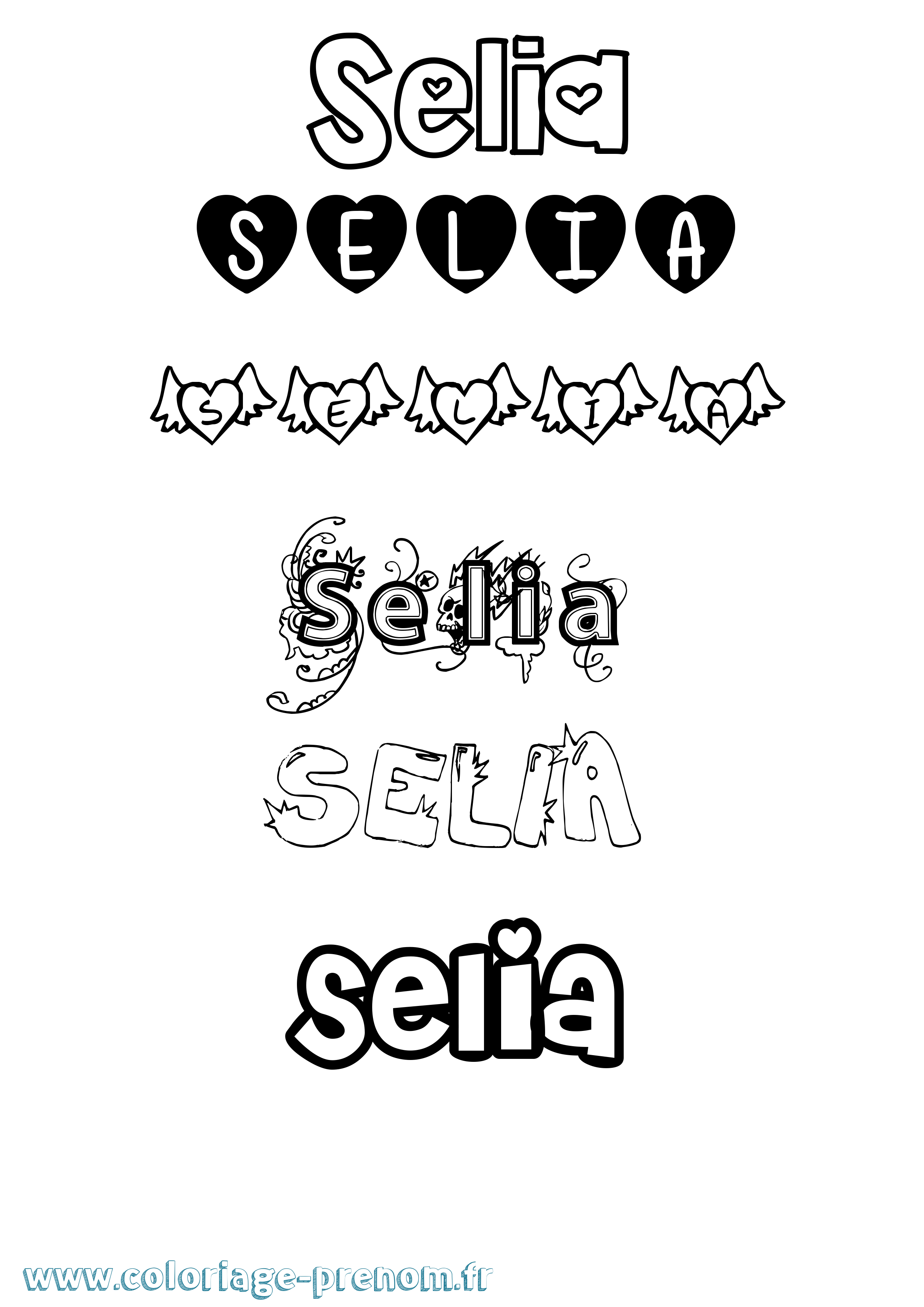 Coloriage Selia Girly Coloriage prénom Selia Girly