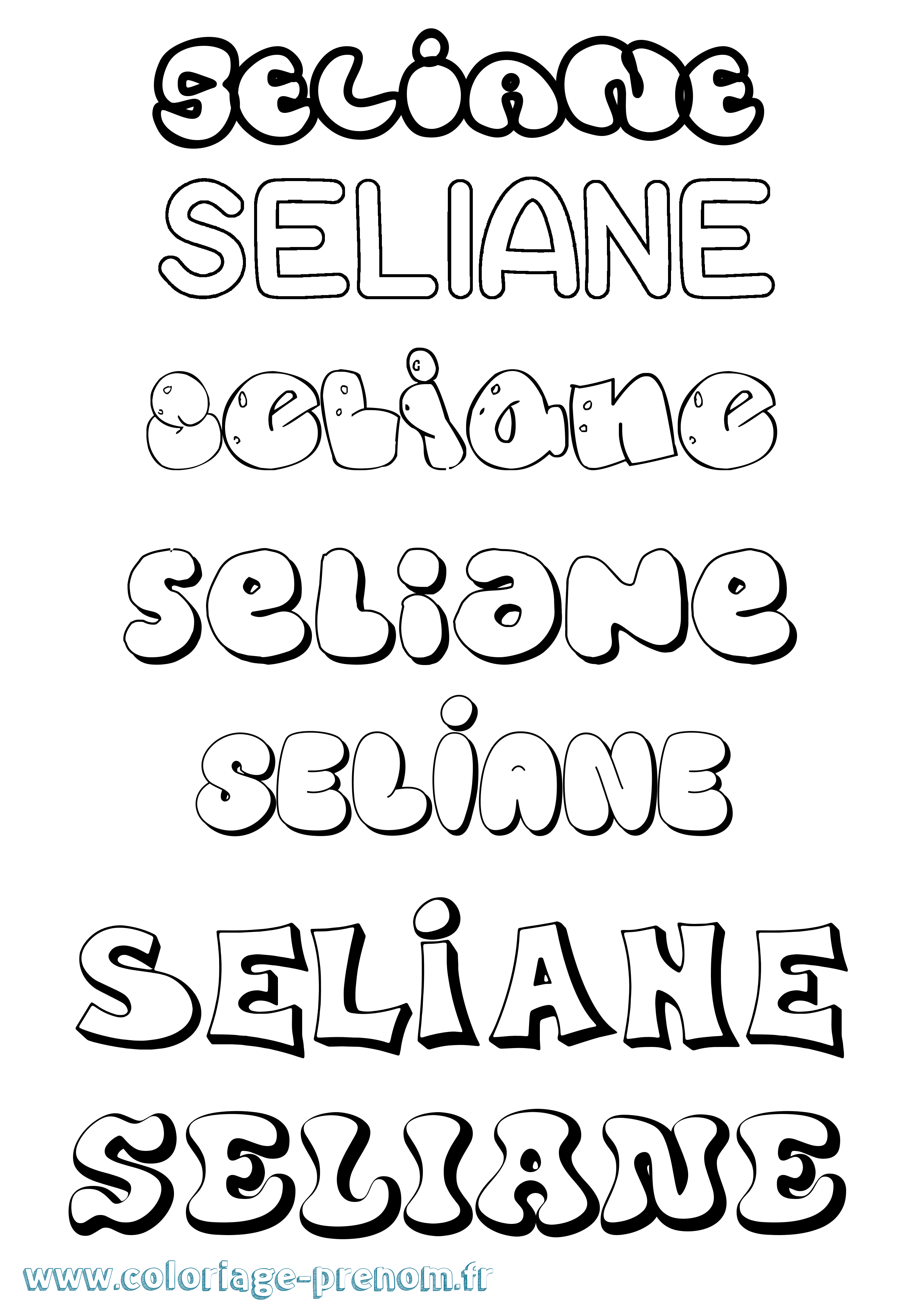 Coloriage Seliane Bubble Coloriage prénom Seliane Bubble
