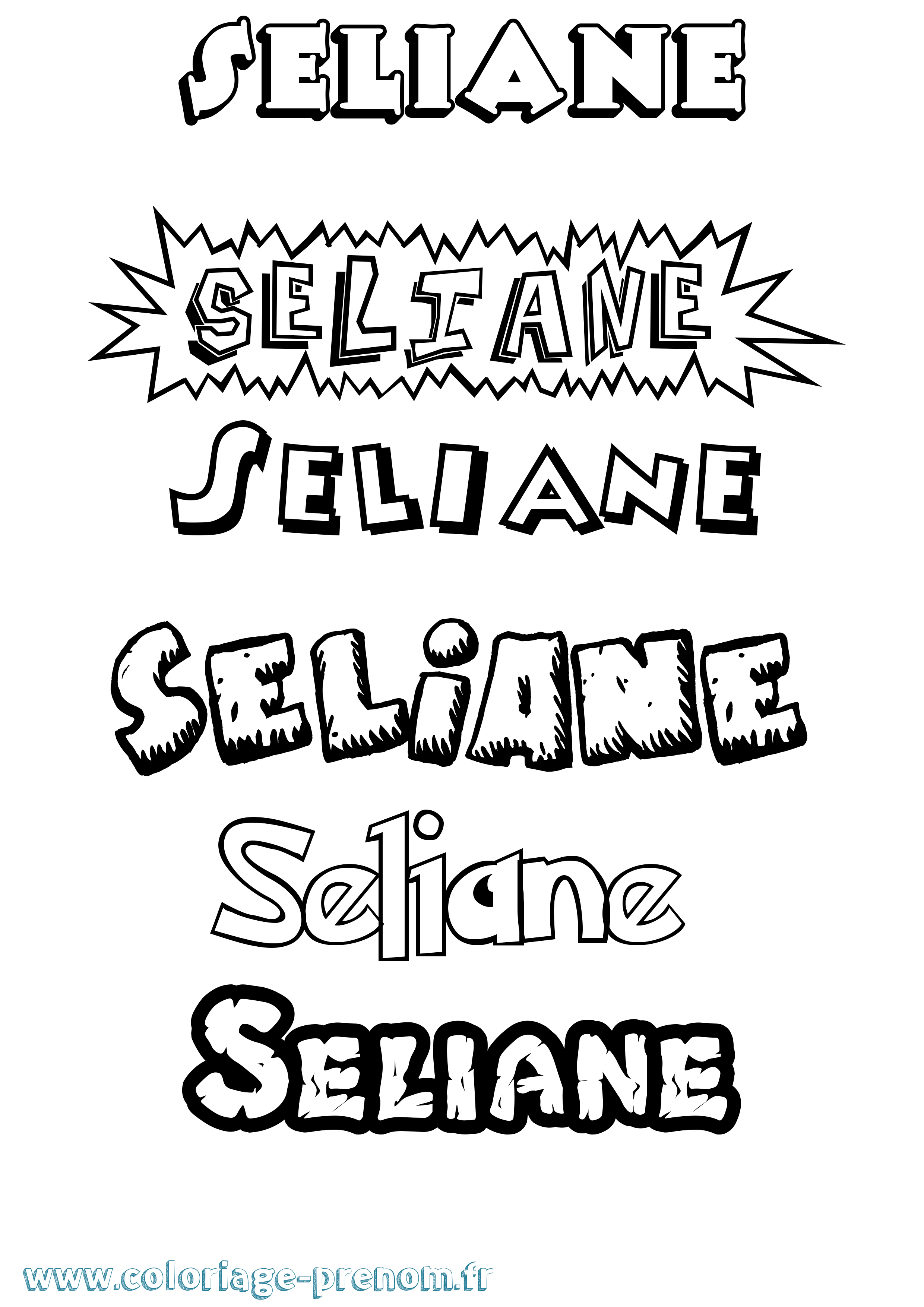 Coloriage Seliane Dessin Animé Coloriage prénom Seliane Dessin Animé