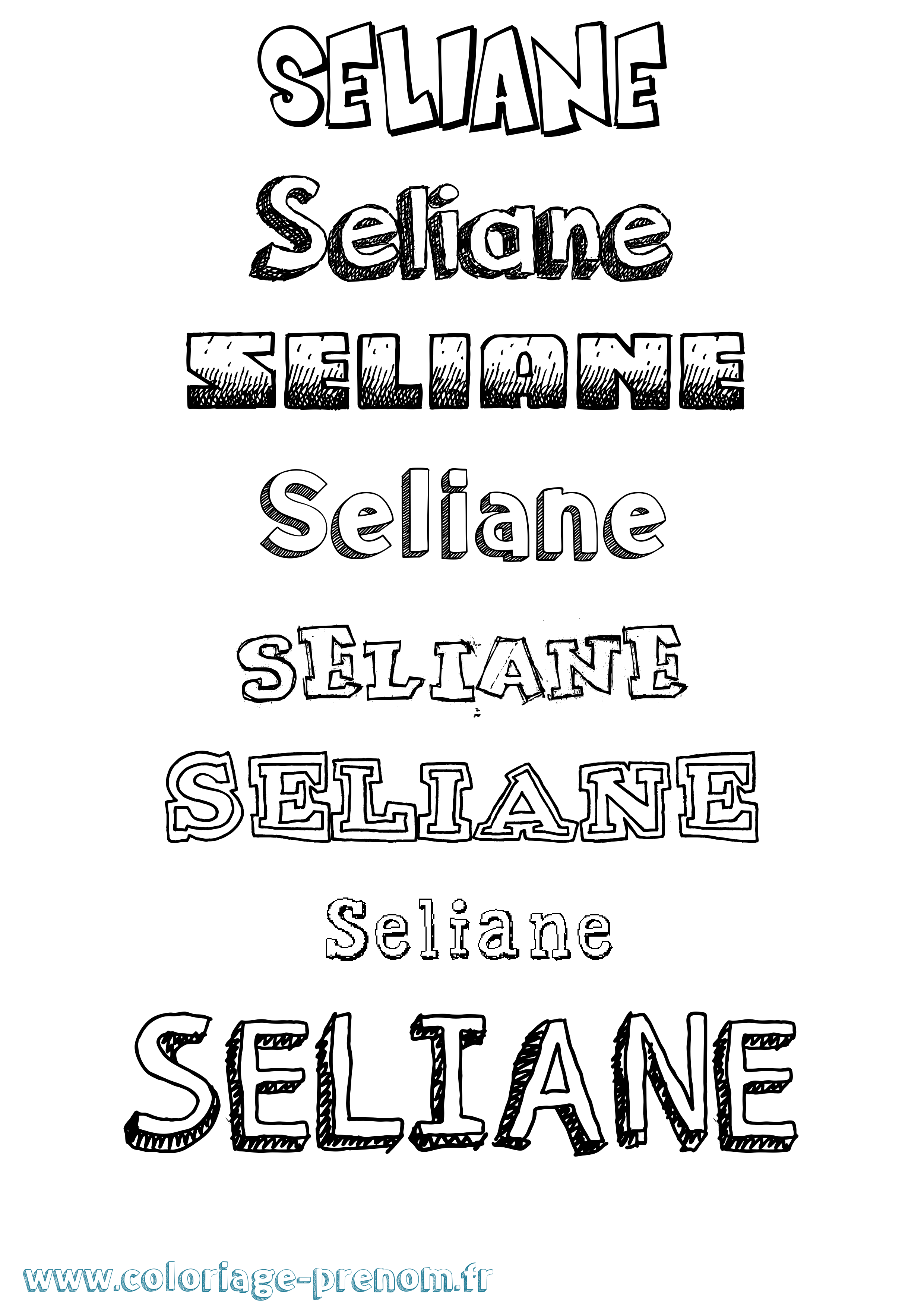 Coloriage Seliane Dessiné Coloriage prénom Seliane Dessiné