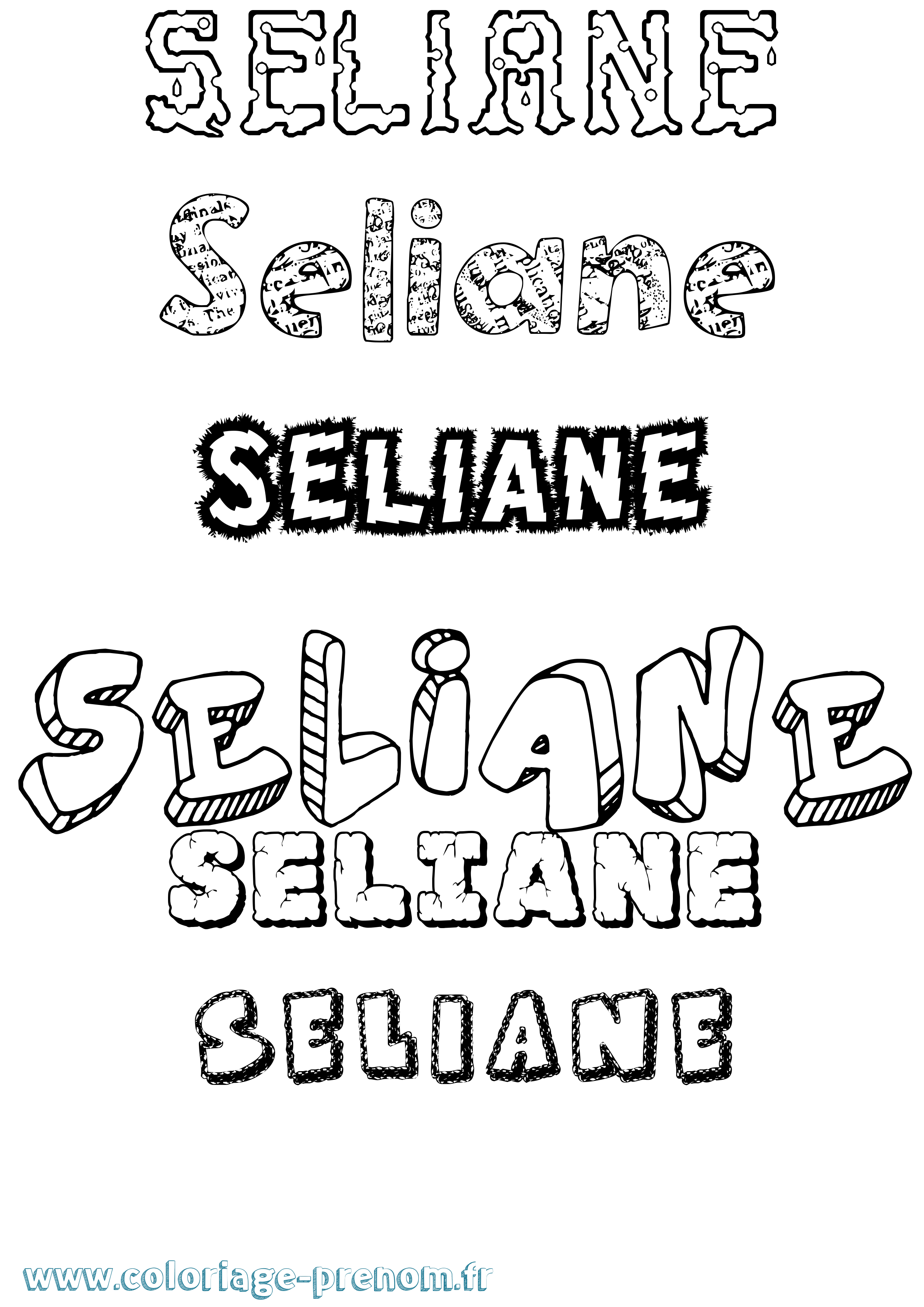 Coloriage Seliane Destructuré Coloriage prénom Seliane Destructuré